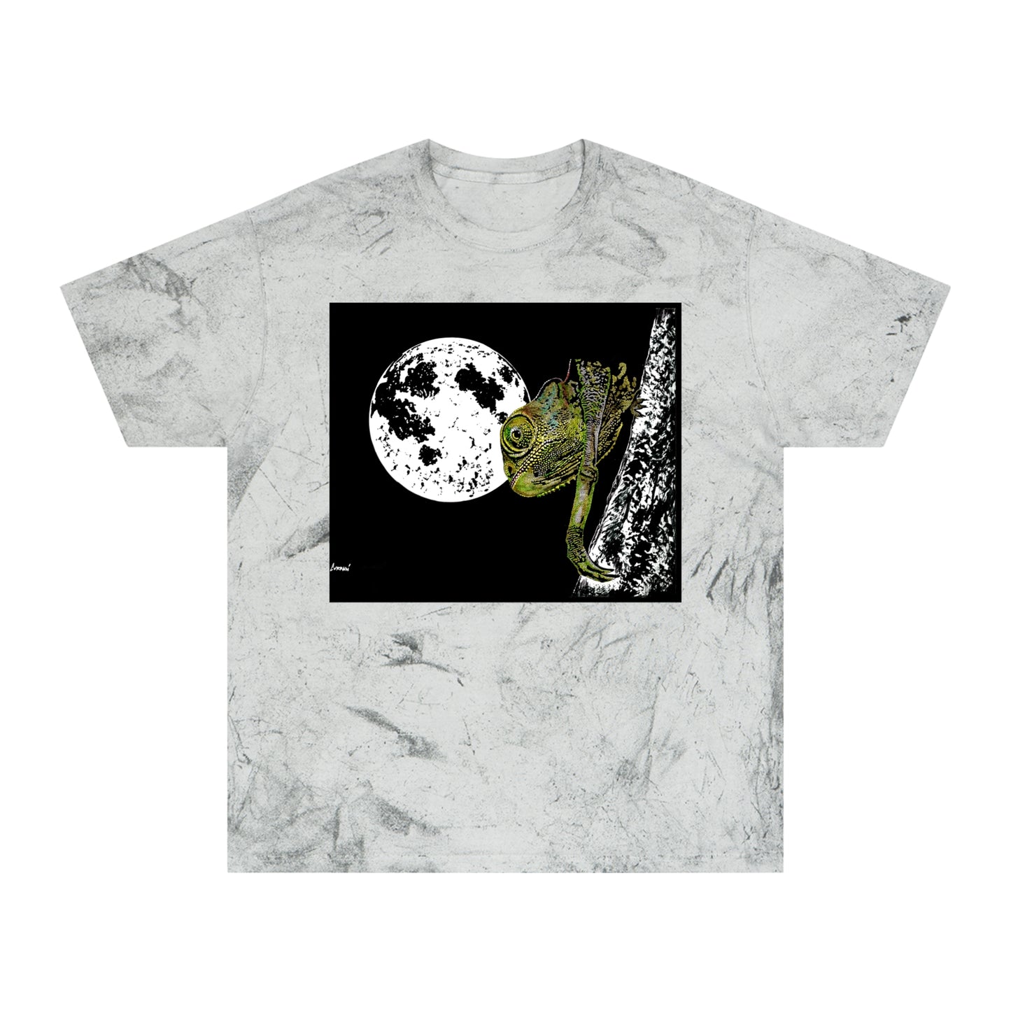 Moonlit Chameleon Unisex Color Blast T-Shirt, Eco-Friendly, Nature-Inspired