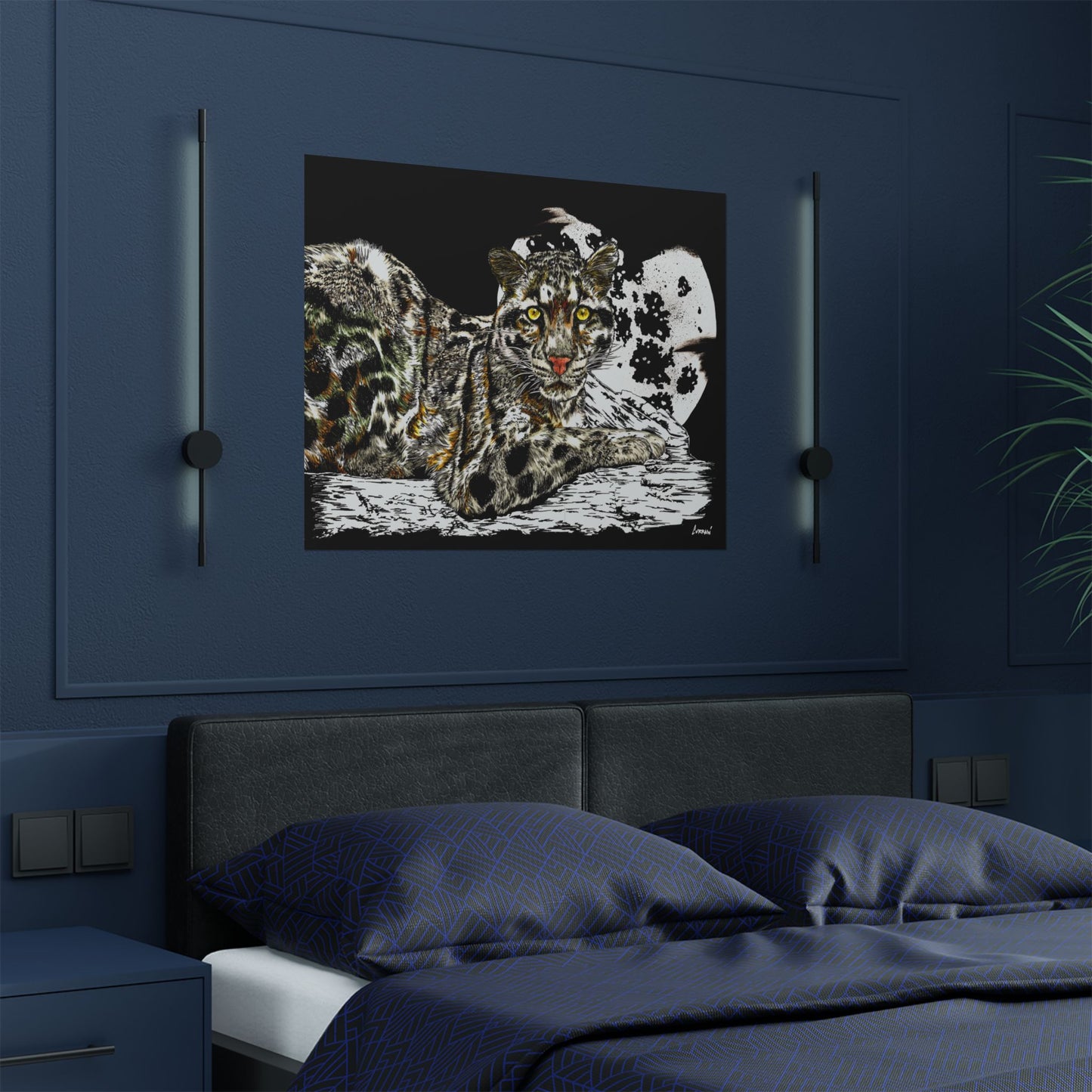 Majestic Snow Leopard Satin Poster – 300gsm Art Print for Wildlife Lovers
