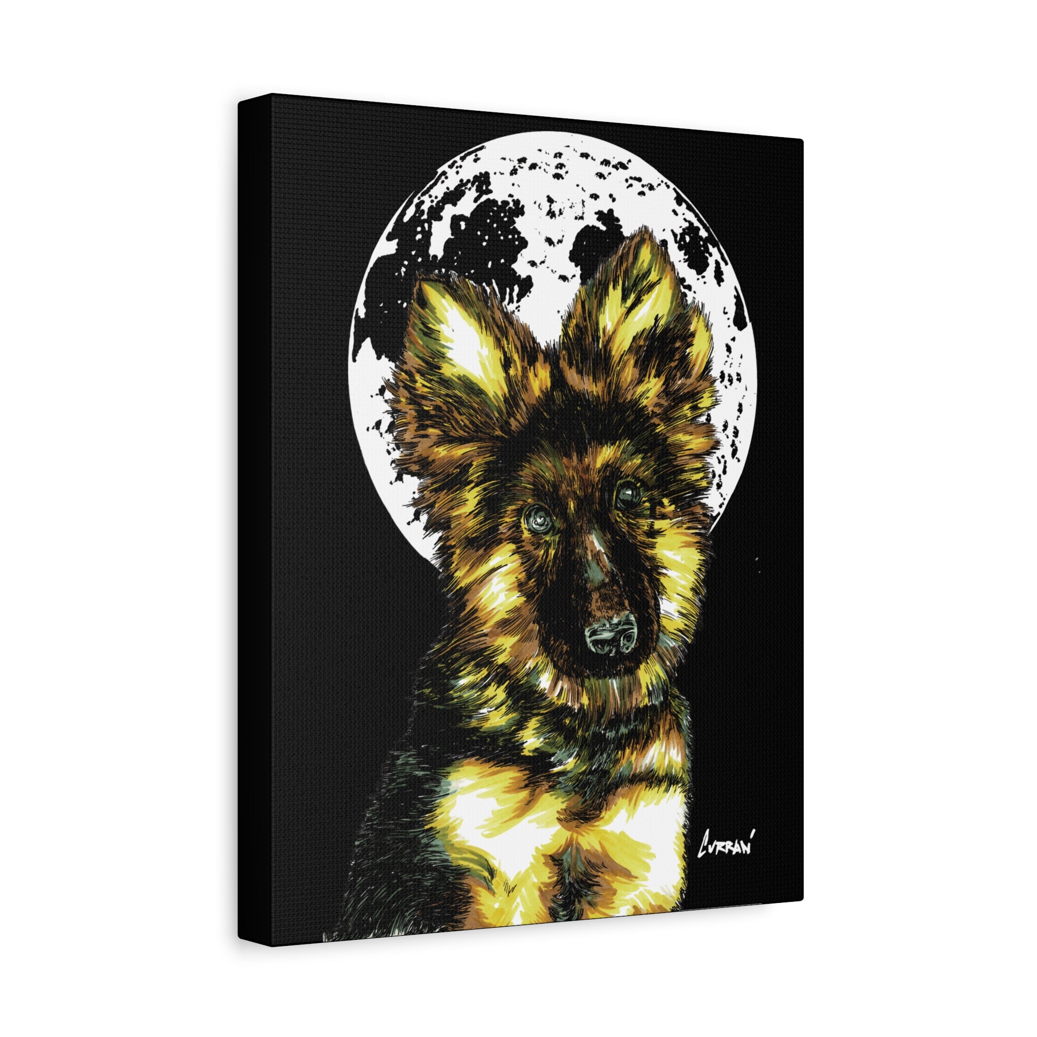 German Shepherd Puppy Print, Hand-Drawn Dog Art,