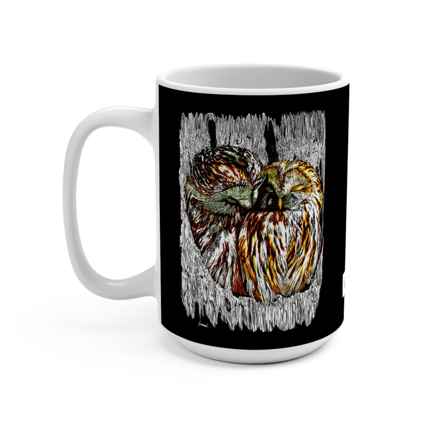 Artistic Owl 15oz Mug - Featuring Vivid Wildlife Designs