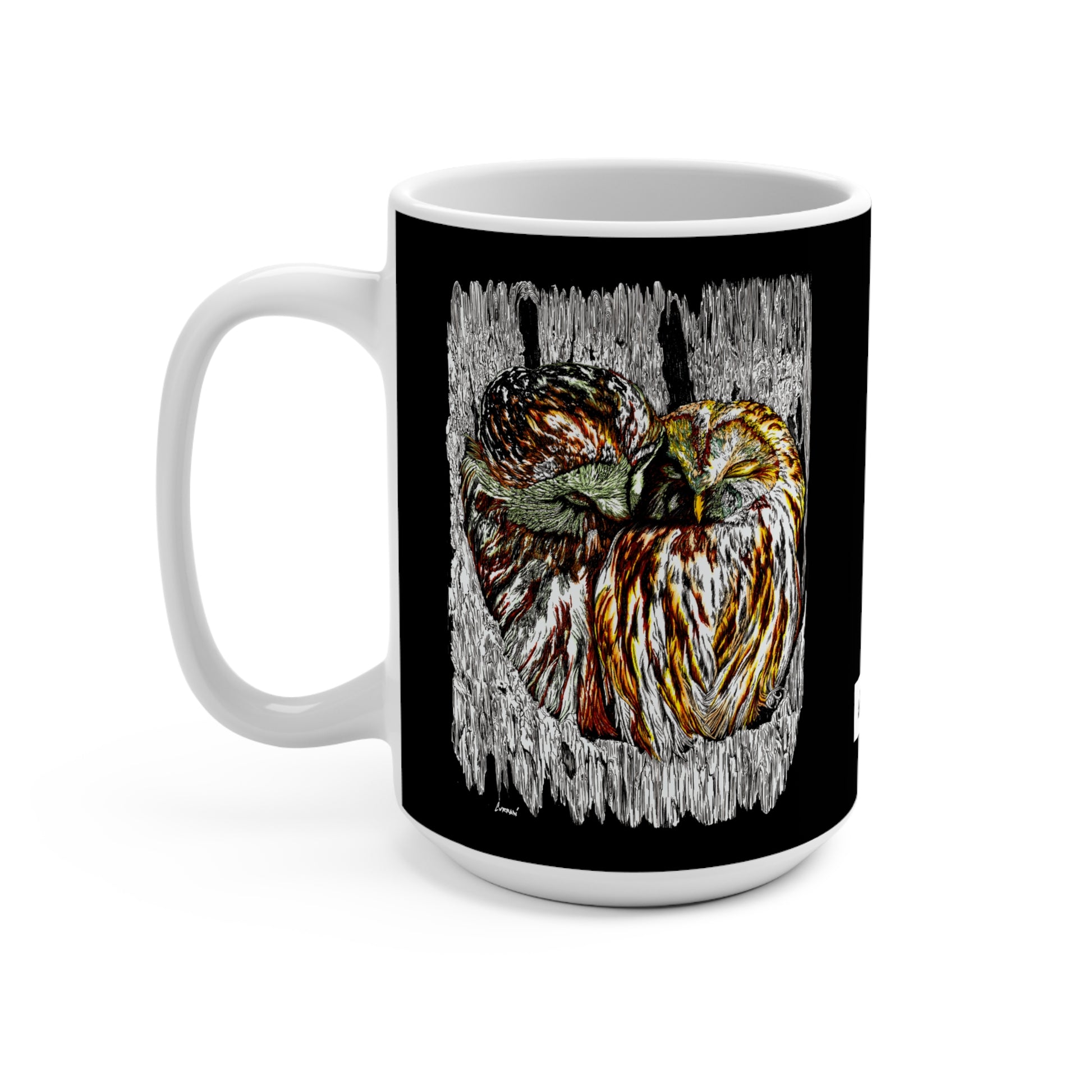 Artistic Owl 15oz Mug - Featuring Vivid Wildlife Designs