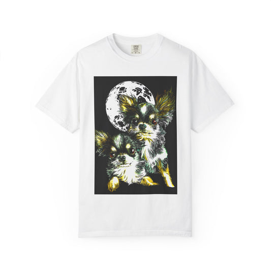 Cute Chihuahua Moon Night Unisex Garment-Dyed T-Shirt