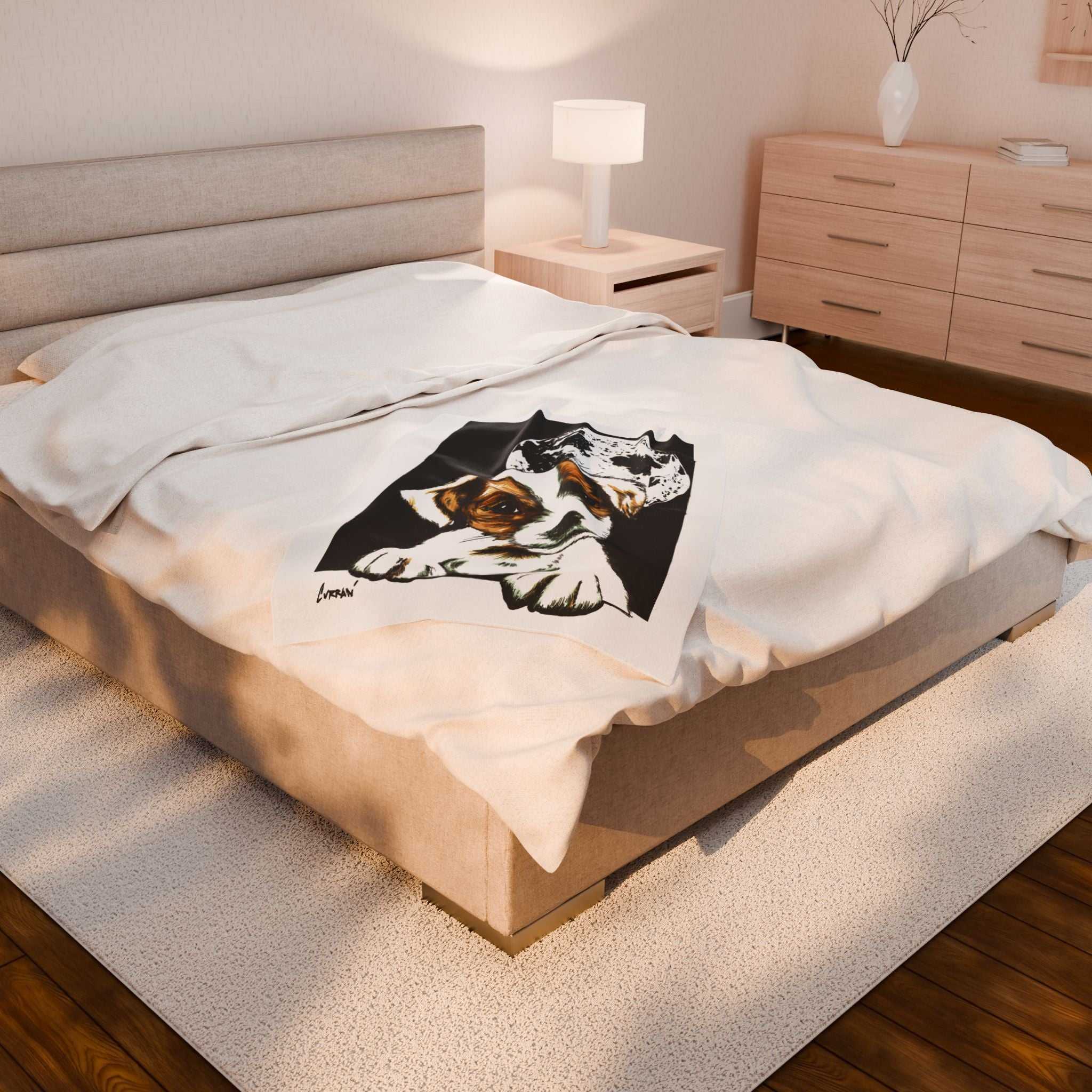 Adorable Beagle Moon Velveteen Plush Blanket