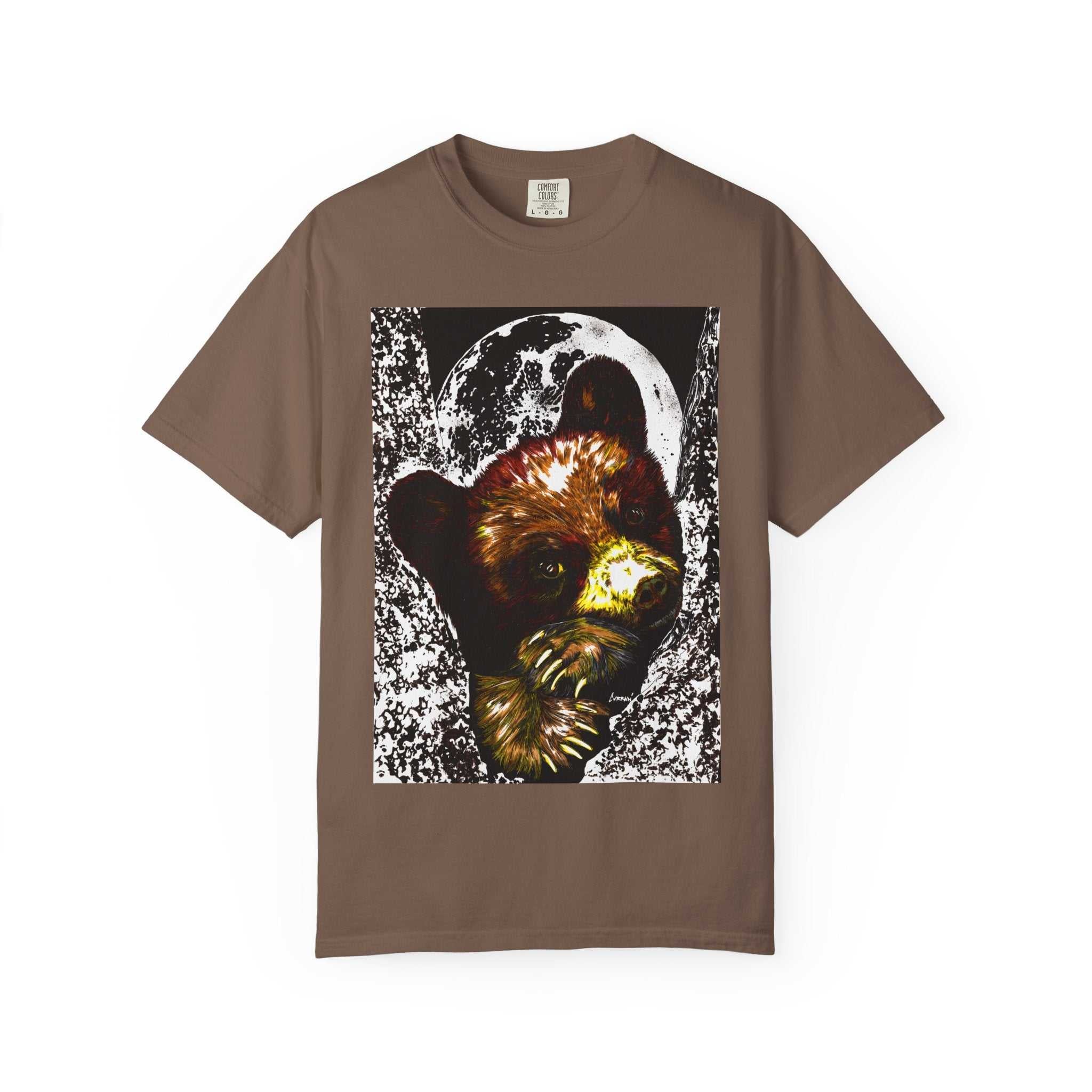 Moonlit Brown Bear Cub Dyed T-Shirt | Nature-Inspired