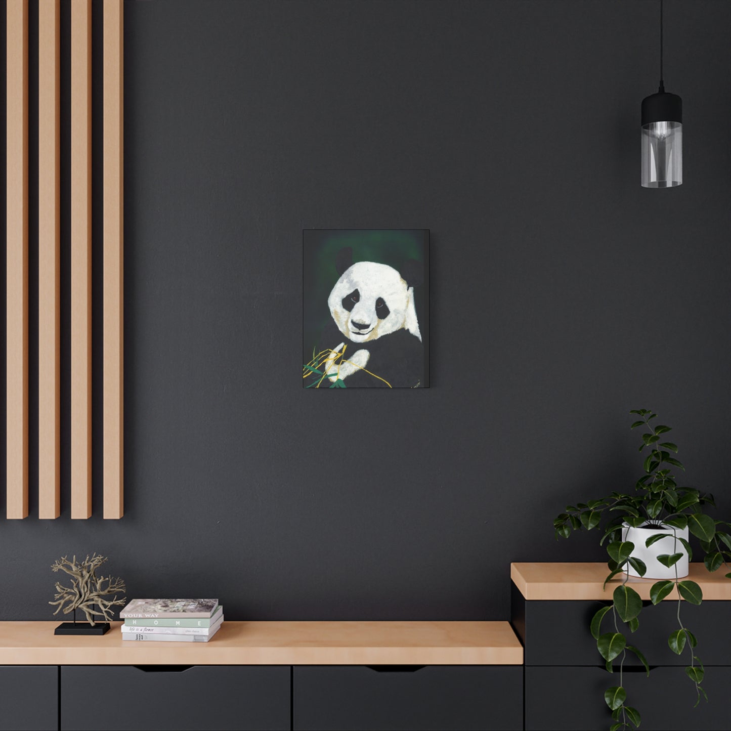 Panda Wall Art, Panda Print, Wildlife Art, Hand-Painted Panda, Nature Wall Decor, Bamboo Forest Art, Animal Lover Gift, Zen Decor. Printed on Matte Canvas, Stretched, 1.25"