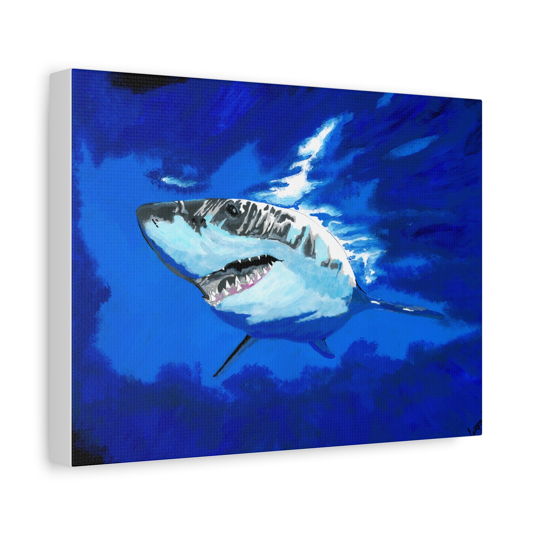 Great White Shark Canvas Art – Original Hand-Painted