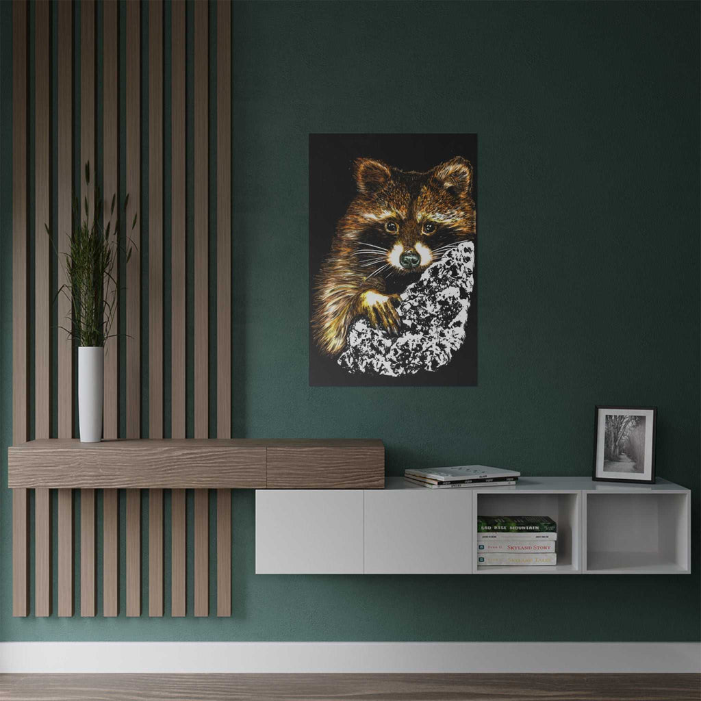 Bring the beauty of nature home with our Raccoon Wildlife Satin Poster - Hand-Drawn Raccoon Art Print. Add a touch of whimsy to your space today!