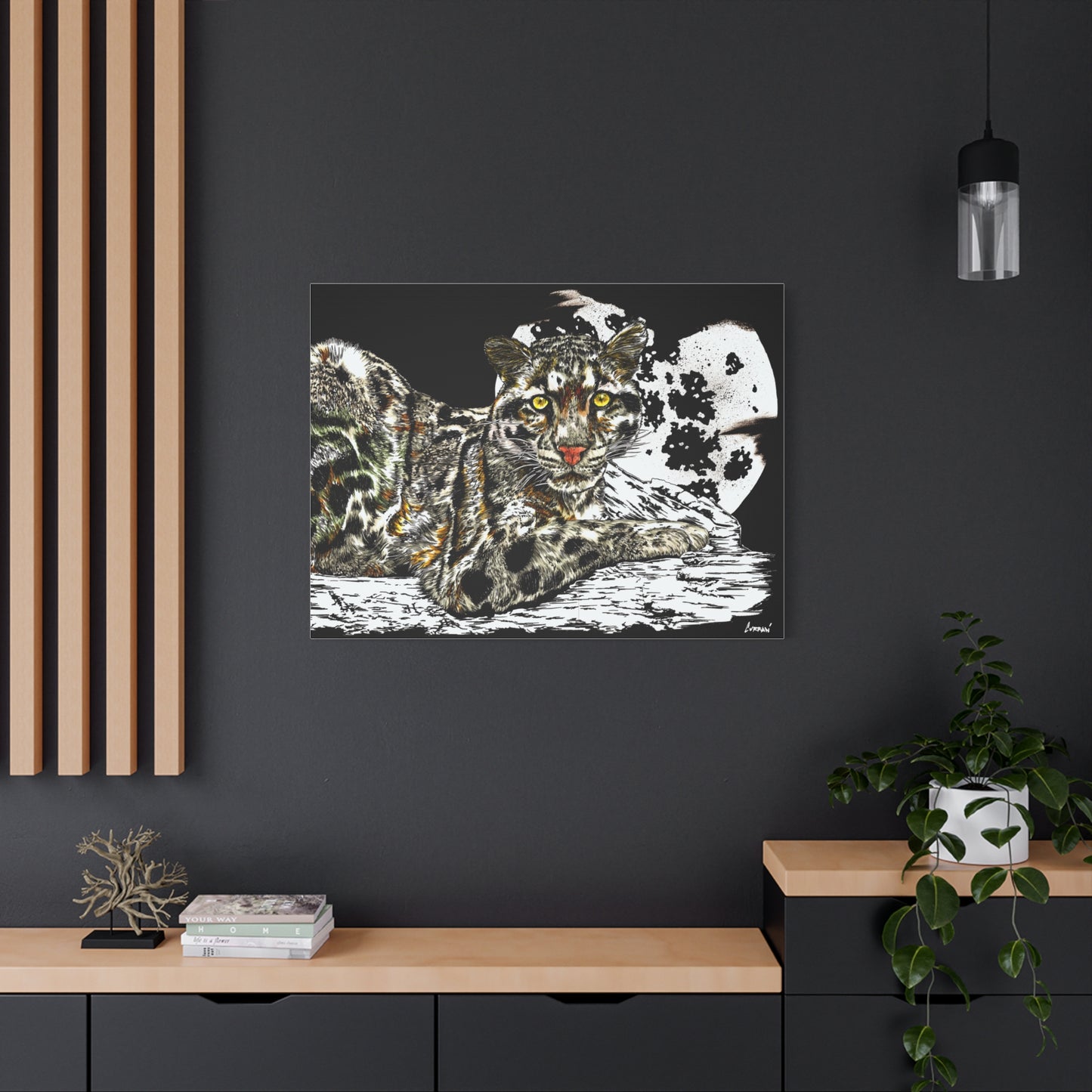 Leopard Canvas Art – Original Hand-Drawn Realistic and Detailed Big Cat Illustration printed on Matte Canvas, Stretched, 1.25"