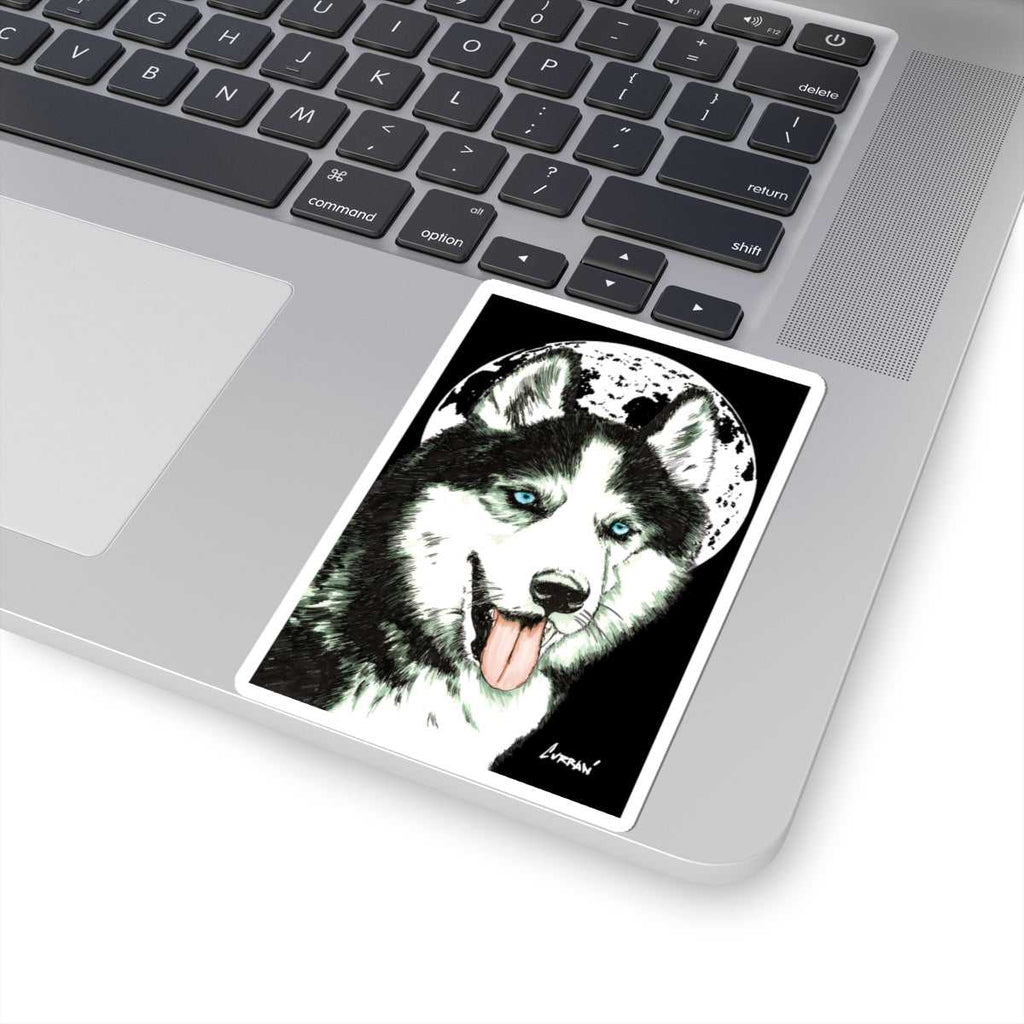 Elevate your love for Siberian Husky Moon Husky Kiss-Cut Stickers, Decals for Laptops & Water Bottles. Shop now for a touch of canine magic!