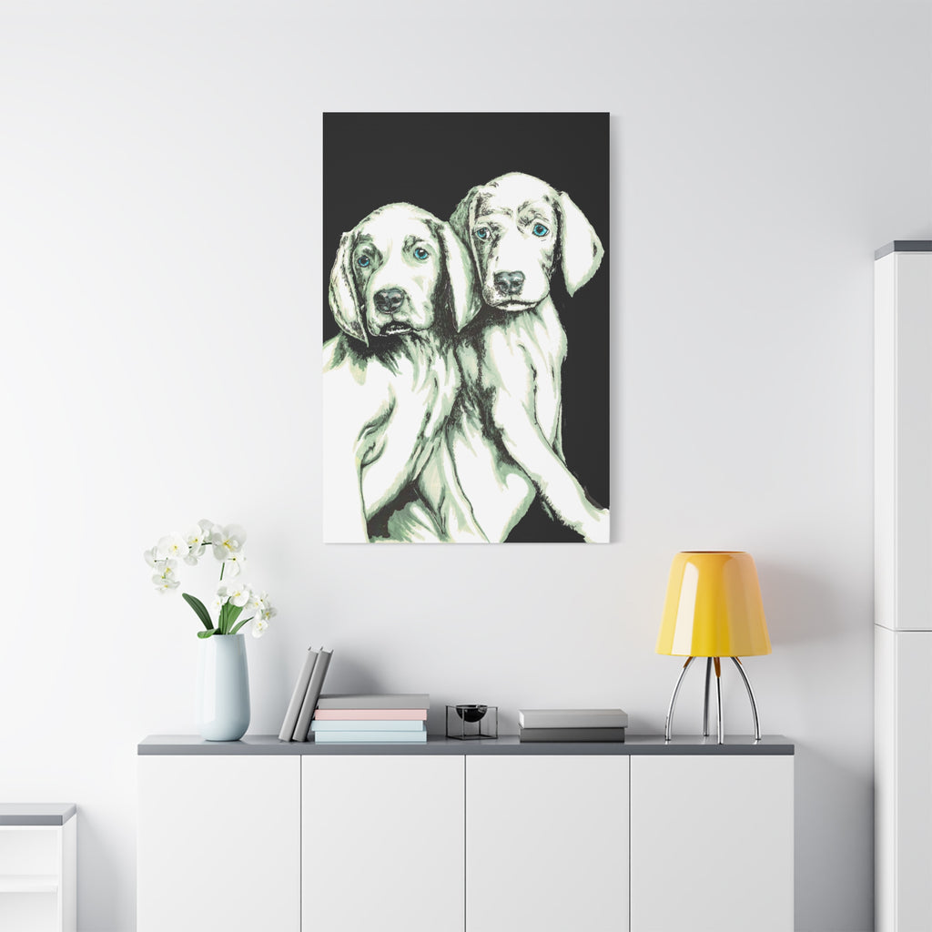 Two Puppies Art Canvas Print - Stretched Wall Decor