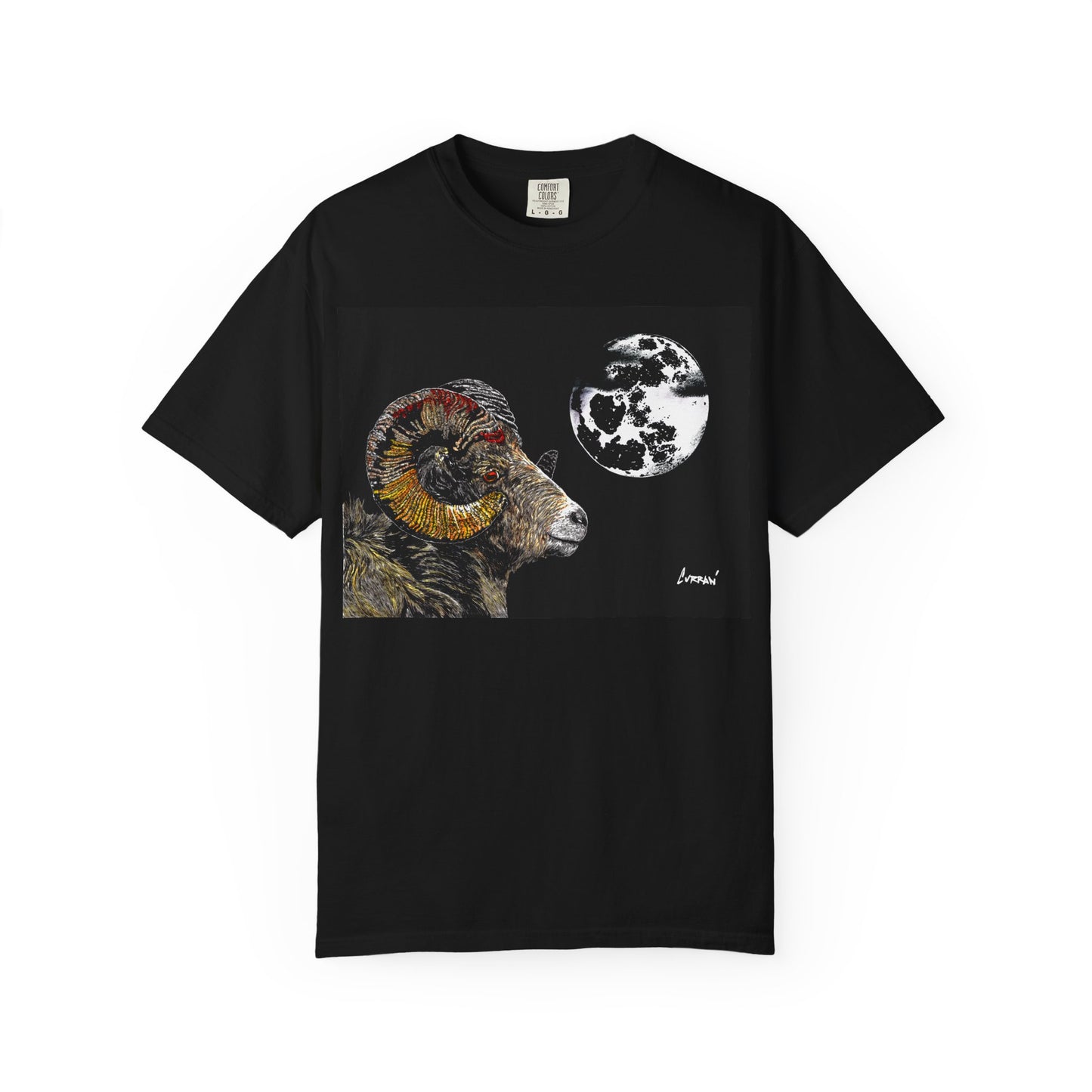 Ram and Moon Graphic Unisex T-Shirt - Nature-Inspired Artwear