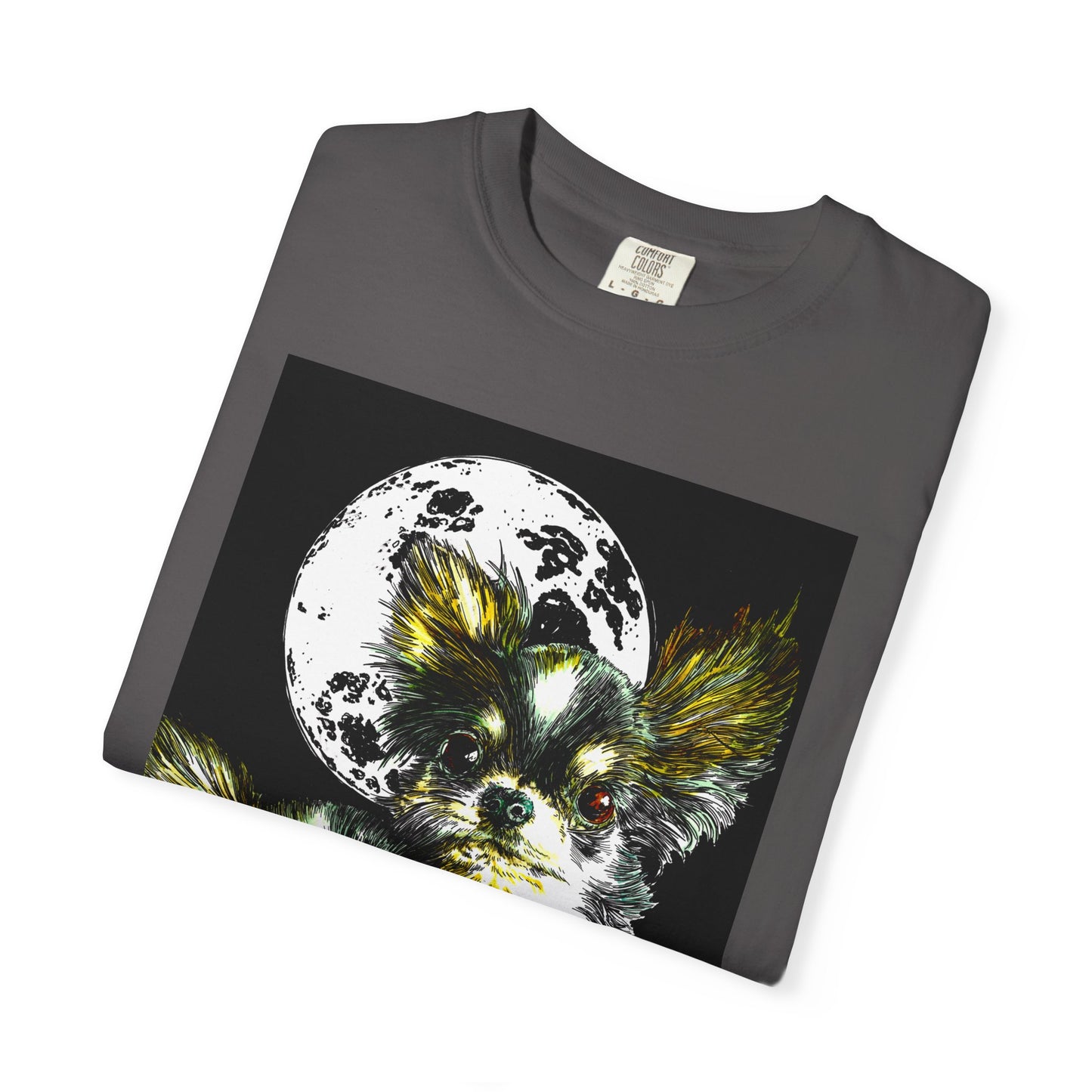Cute Chihuahua Moon Night Unisex Garment-Dyed T-Shirt