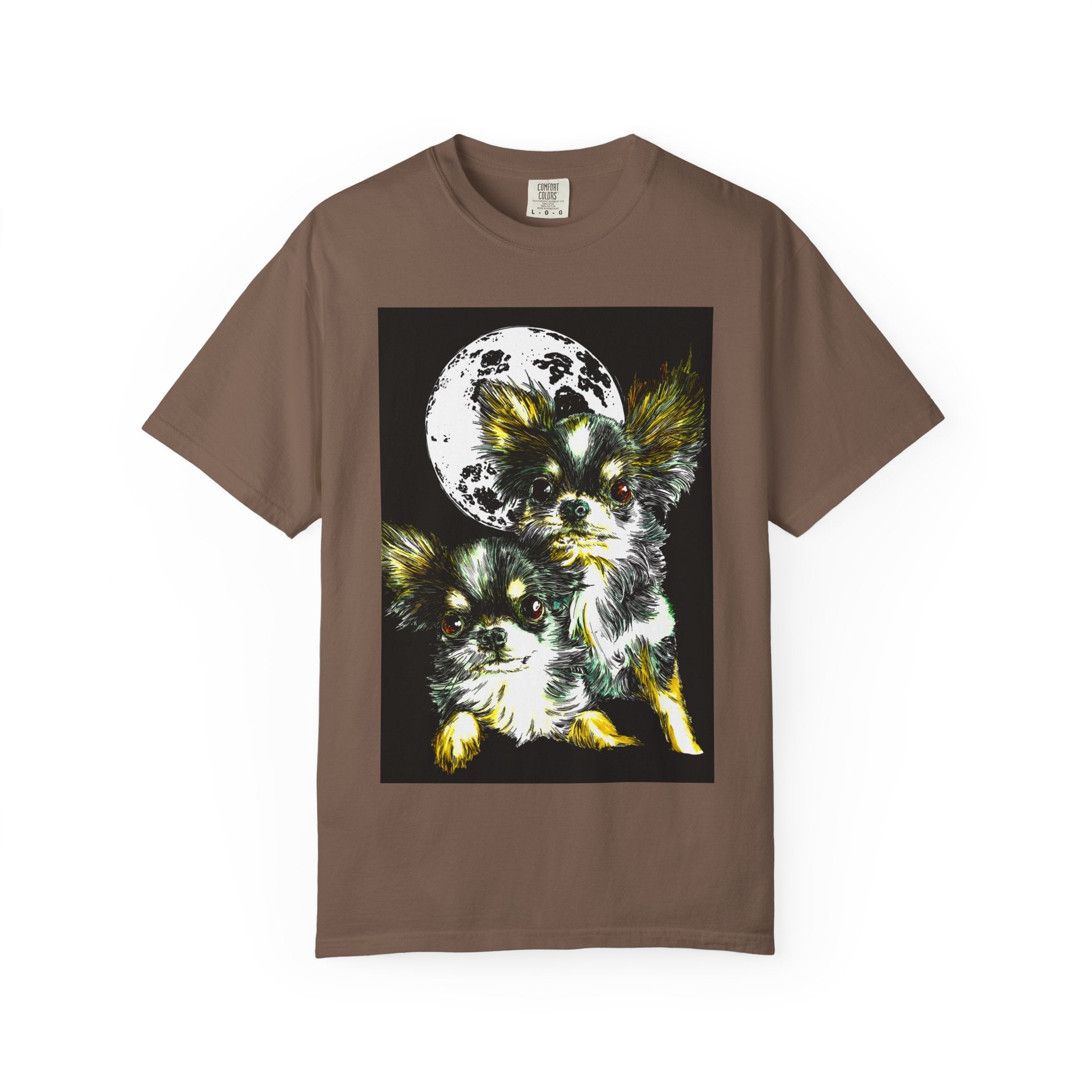 Cute Chihuahua Moon Night Unisex Garment-Dyed T-Shirt