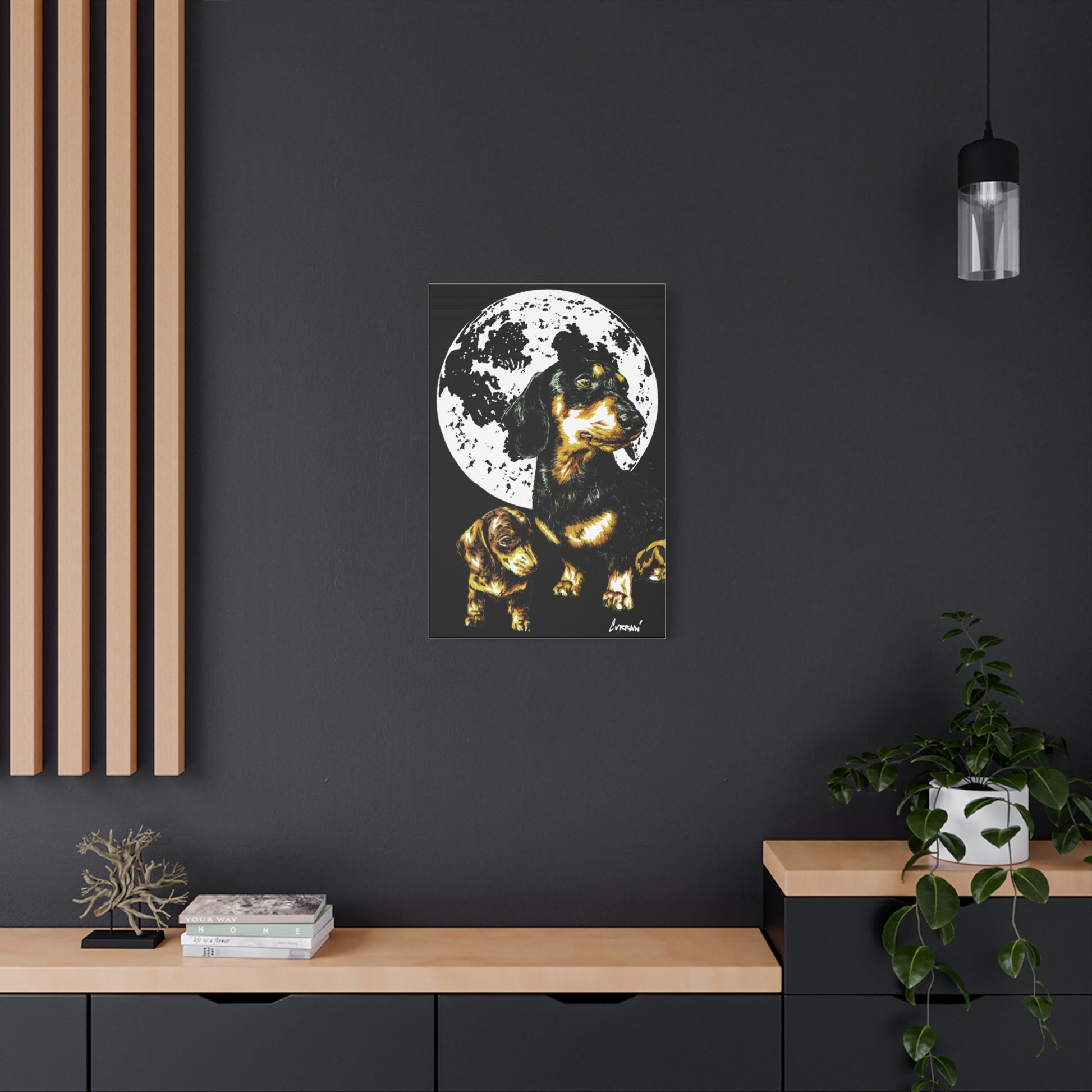 Dachshund Canvas Print of the Original, hand drawn wall art