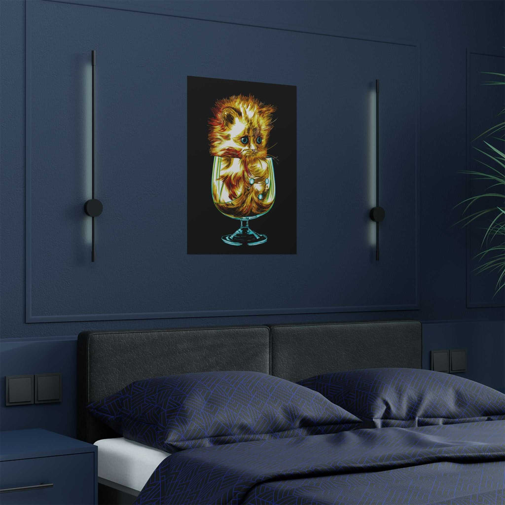Add a touch of whimsy to your walls with our Whimsical Cat in Glass Satin Poster - 300gsm Art Print for Cat Lovers. Perfect for feline enthusiasts!