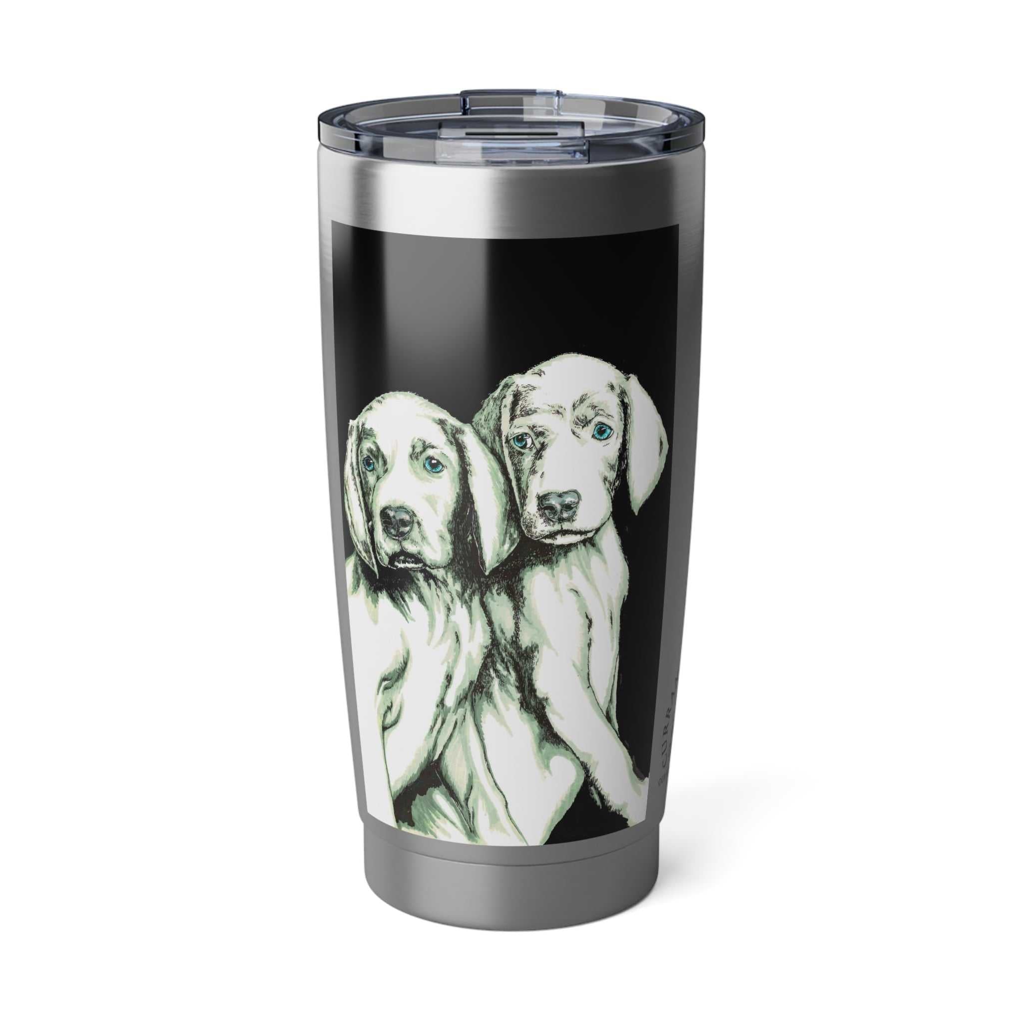 Puppy 20oz Tumbler, Puppy Art Travel Mug, Original Hand Drawn Gift for Dog Lovers, Cute Pup Drinking Cup, Wanderlust Coffee Holder