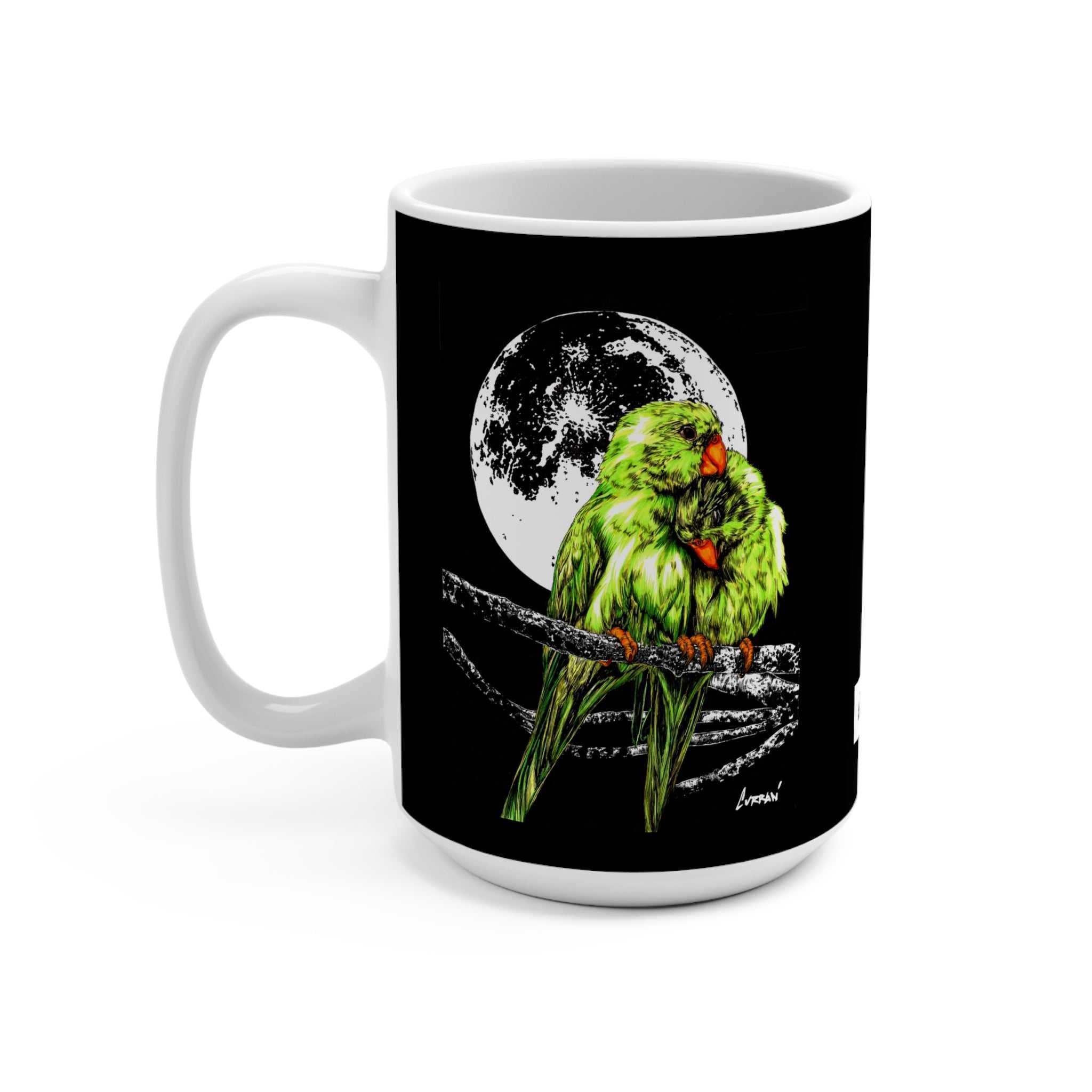 Add some love to your morning routine with our Romantic Parrot Mug - 15oz - Perfect Gift for Bird Lovers. Order now! Perfect for a Birthday or Christmas Gift!
