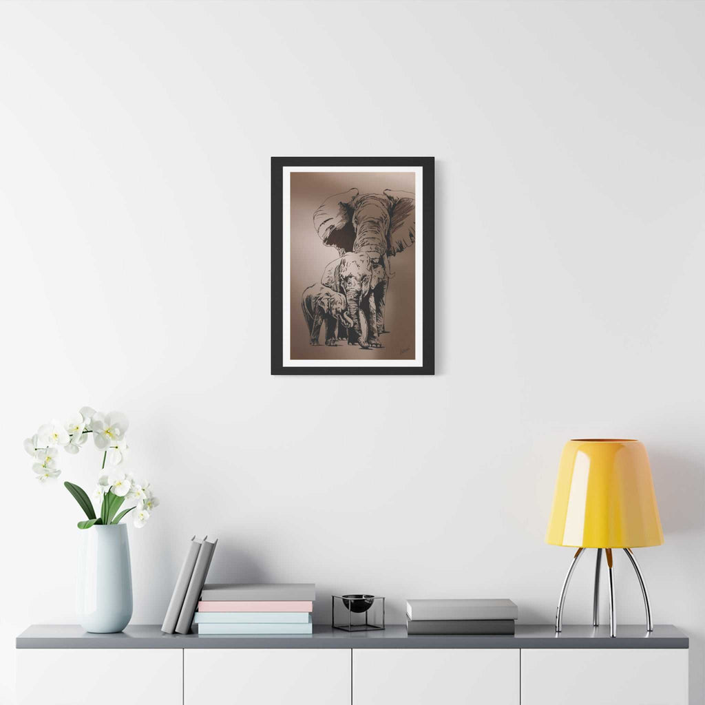 Elephant Family Wall Art, Elephant Print, Wildlife Art, Hand-Drawn Elephant, Safari Wall Decor, Animal Lover Gift, Nature Art. Printed on Matte Canvas,