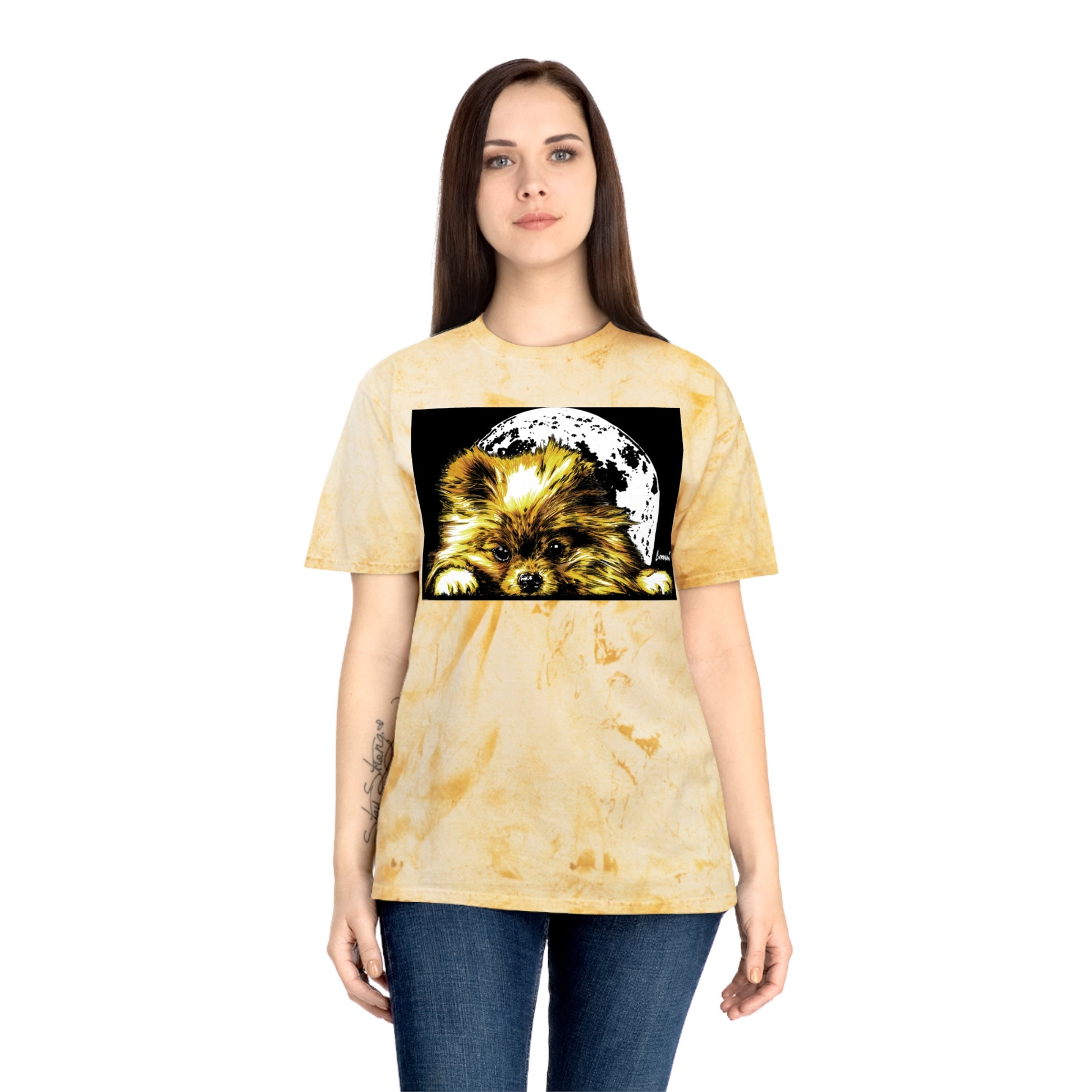Color Blast T-Shirt with Dog Design - Unisex Moonlit Pet Tee