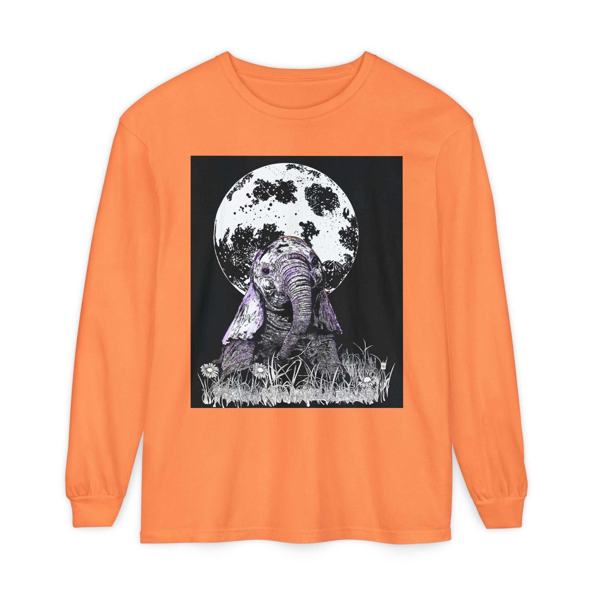 Moonlit Baby Elephant Long Sleeve T-Shirt