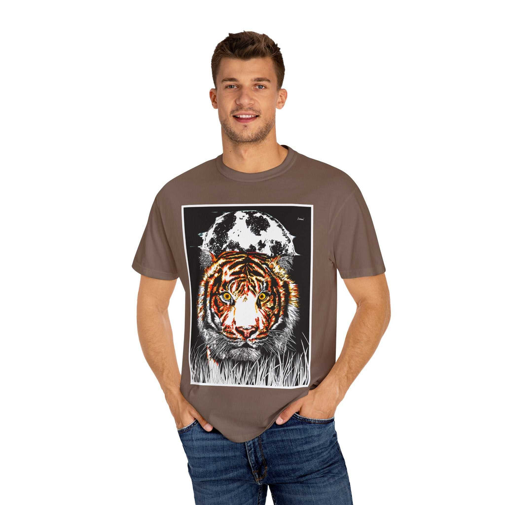 Get wild with our Tiger Garment-Dyed Graphic T-Shirt - Unisex Wild Animal Tee. Stand out in style with this unique and eye-catching tee.