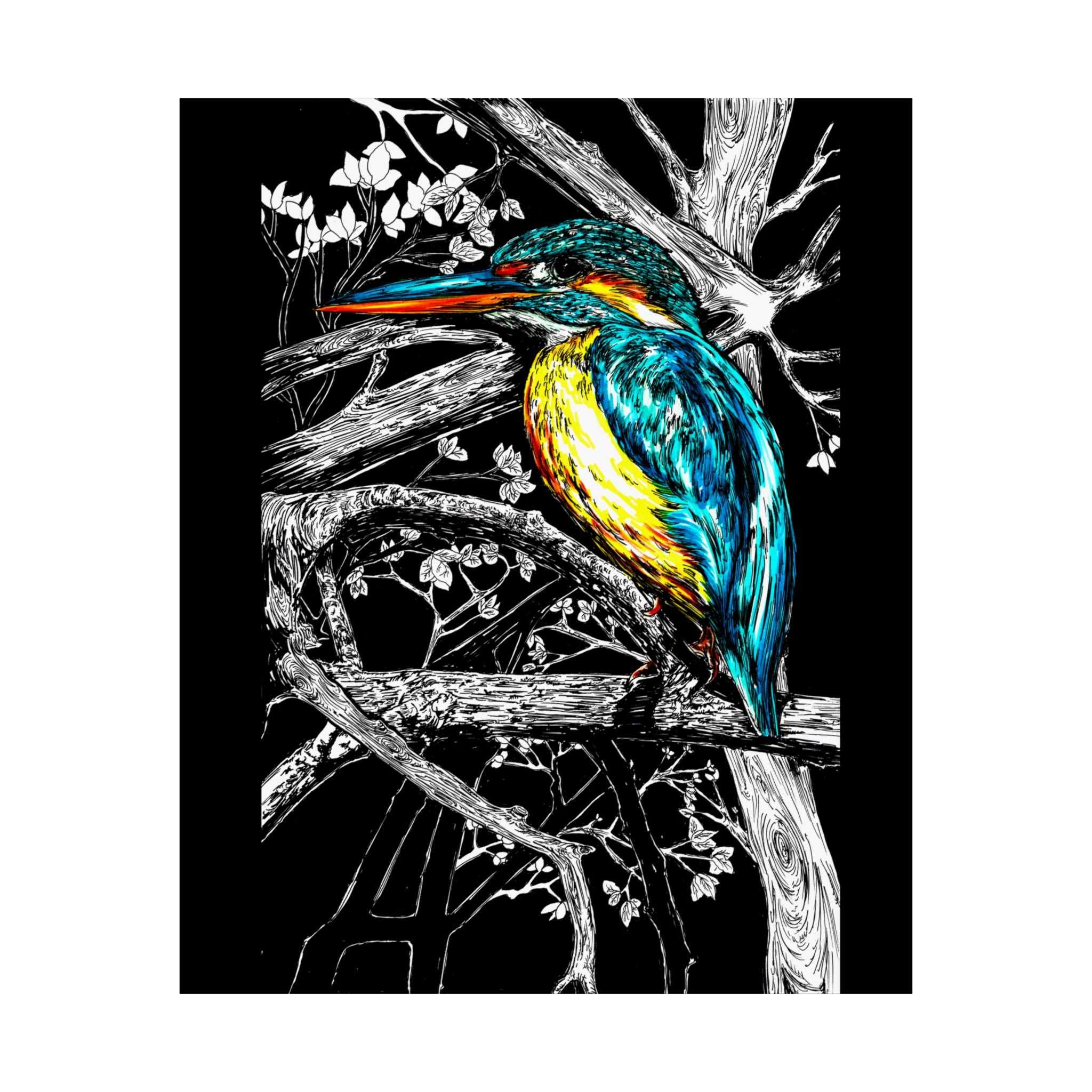 Bring nature's beauty into your home with our stunning Kingfisher Satin Poster - 300gsm Art Print for Nature Lovers. Shop now!