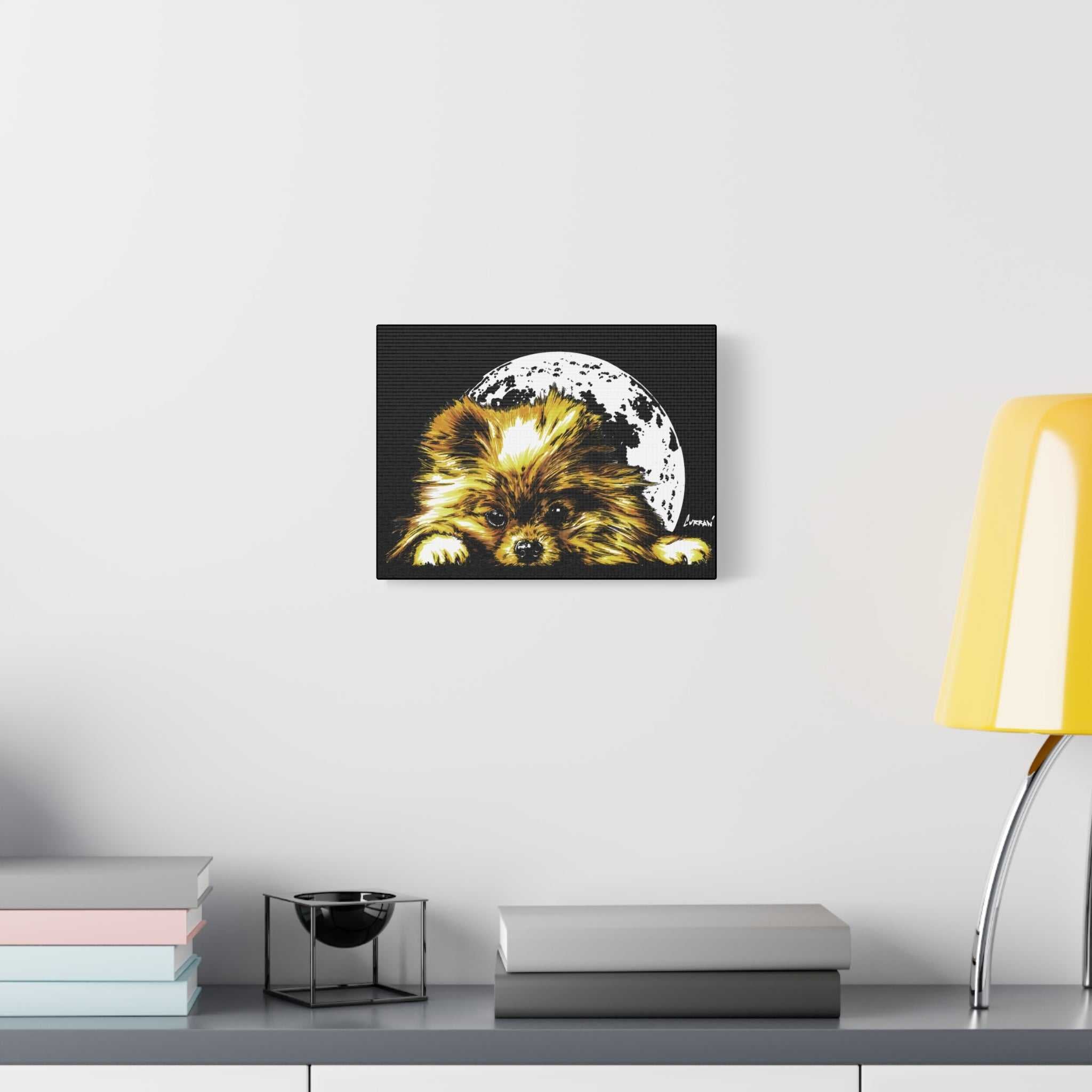 Pomeranian Moon Canvas Art Print- Dog Lover's Decor,