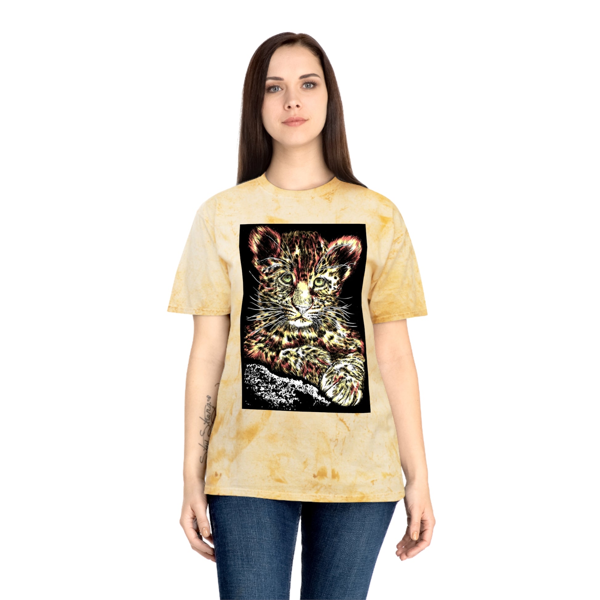 Majestic Leopard Color Blast T Shirt Original Hand Drawn Art