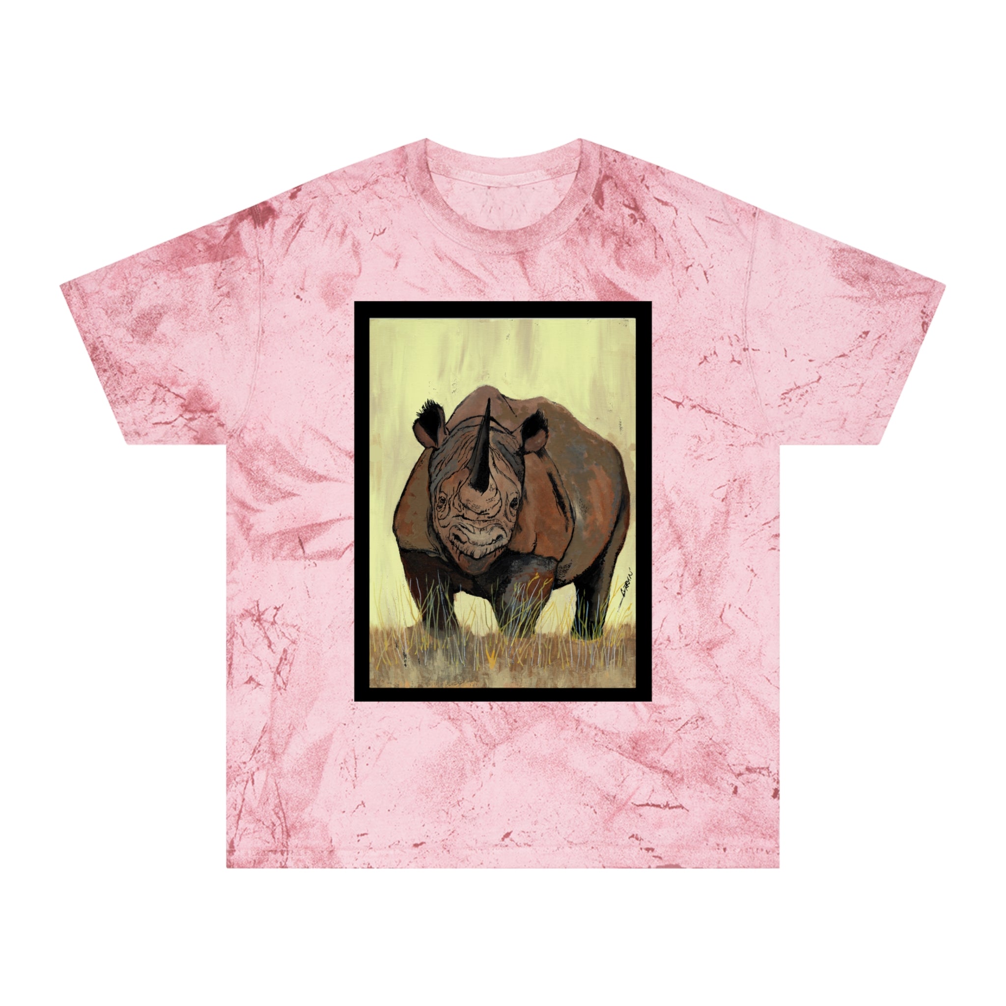 Color Blast Rhino Unisex T Shirt Hand Painted Art