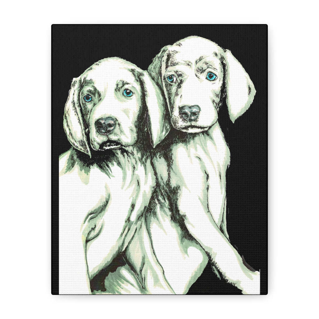 Two Puppies Art Canvas Print - Stretched Wall Decor