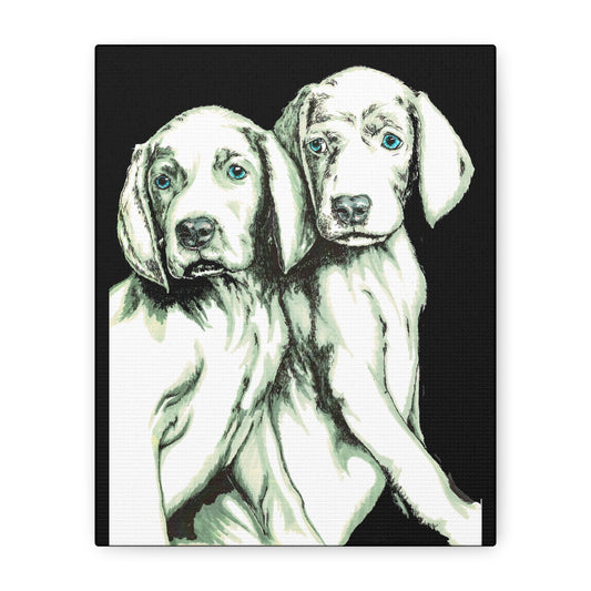 Two Puppies Art Canvas Print - Stretched Wall Decor