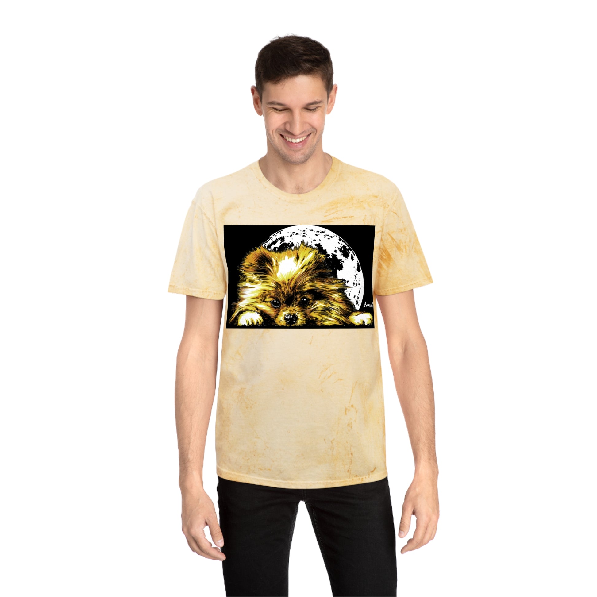 Color Blast T-Shirt with Dog Design - Unisex Moonlit Pet Tee