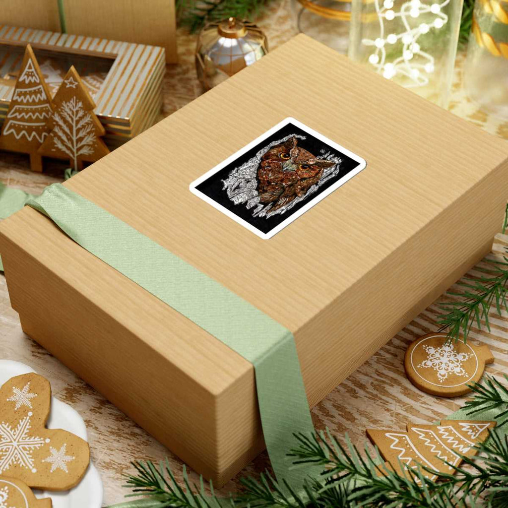 Decorate your laptop or room with our Realistic Owl Kiss-Cut Sticker - Nature-Inspired Art for Laptops & Decor for a touch of whimsy in your space.