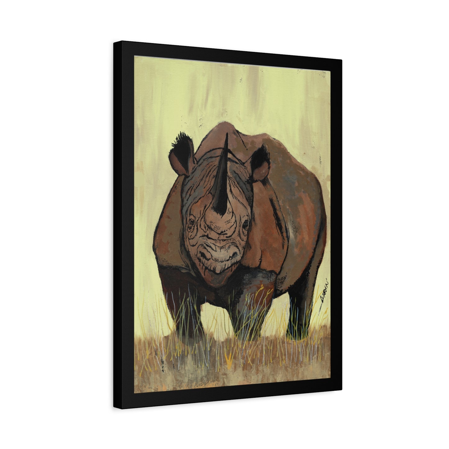 Rhino Wall Art Print of the Original, hand drawn wall art of a Rhino