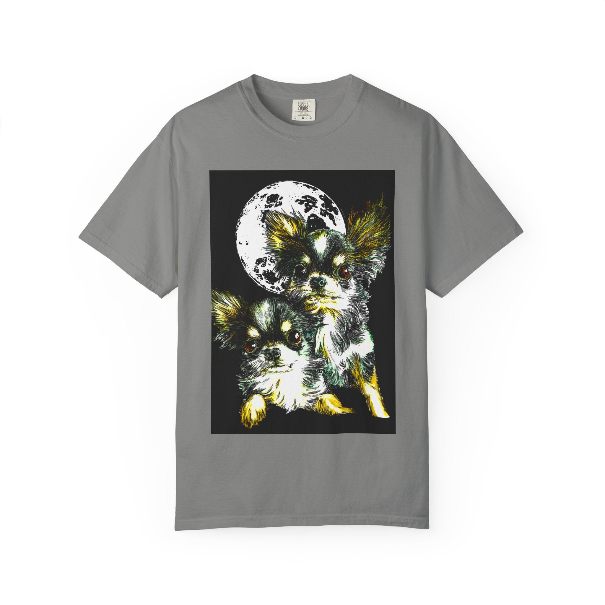 Cute Chihuahua Moon Night Unisex Garment-Dyed T-Shirt