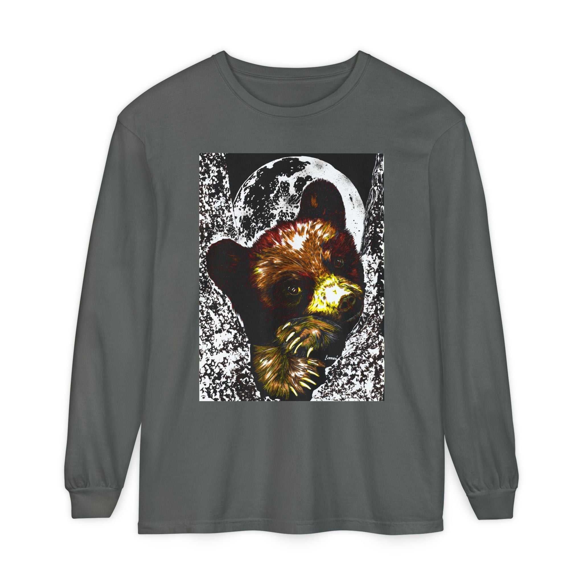 Moonlit Brown Bear Cub Unisex Long Sleeve T Shirt
