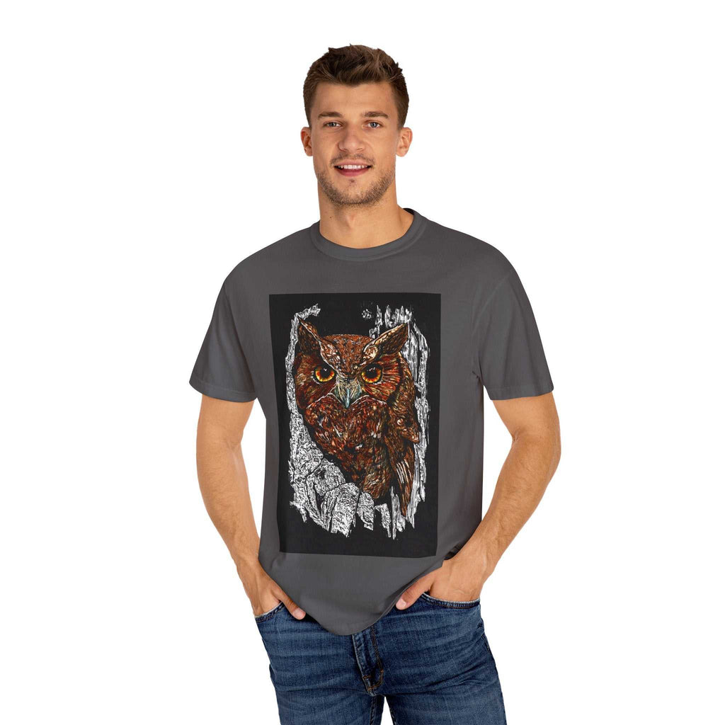 Artistic Owl Unisex Garment-Dyed T-Shirt