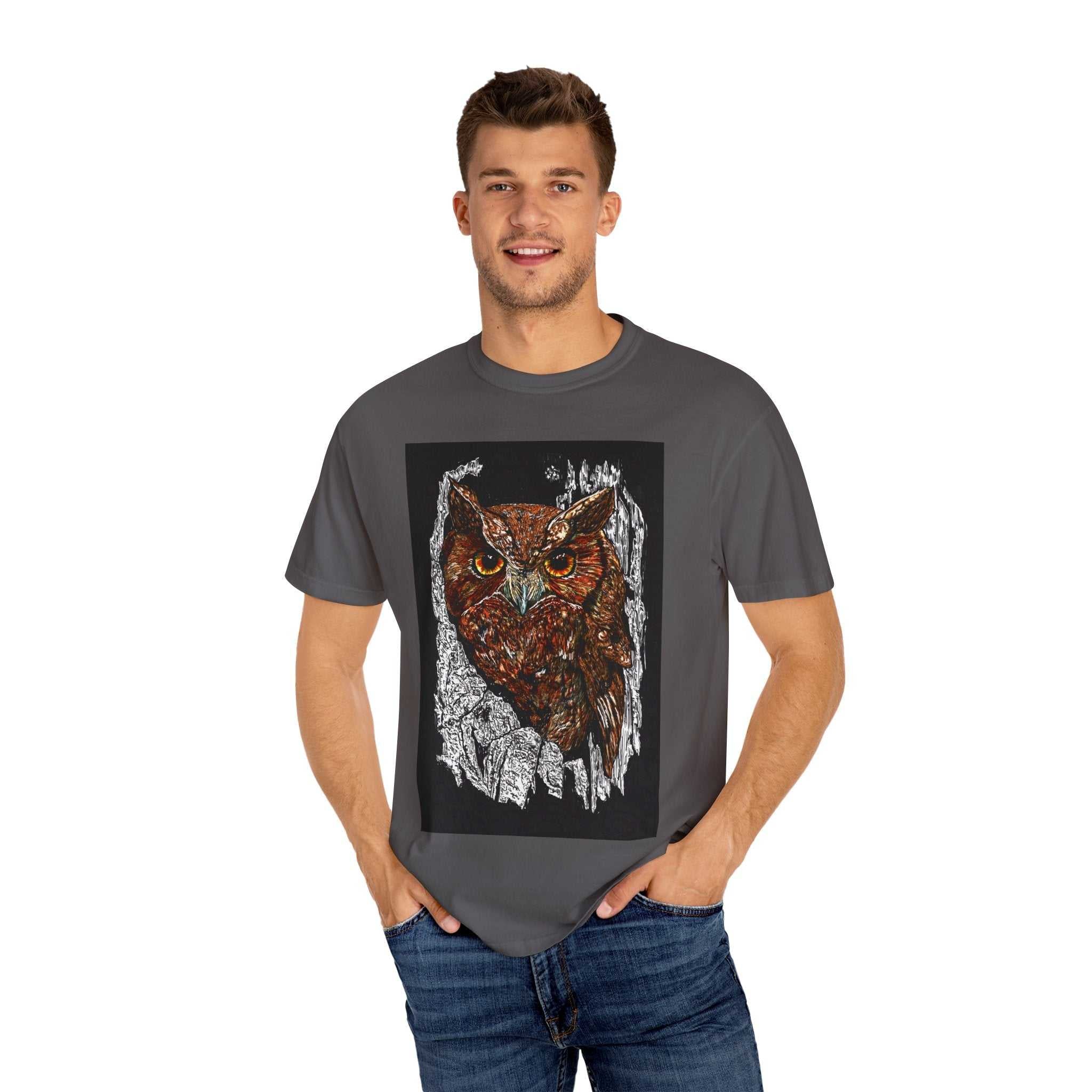 Artistic Owl Unisex Garment-Dyed T-Shirt