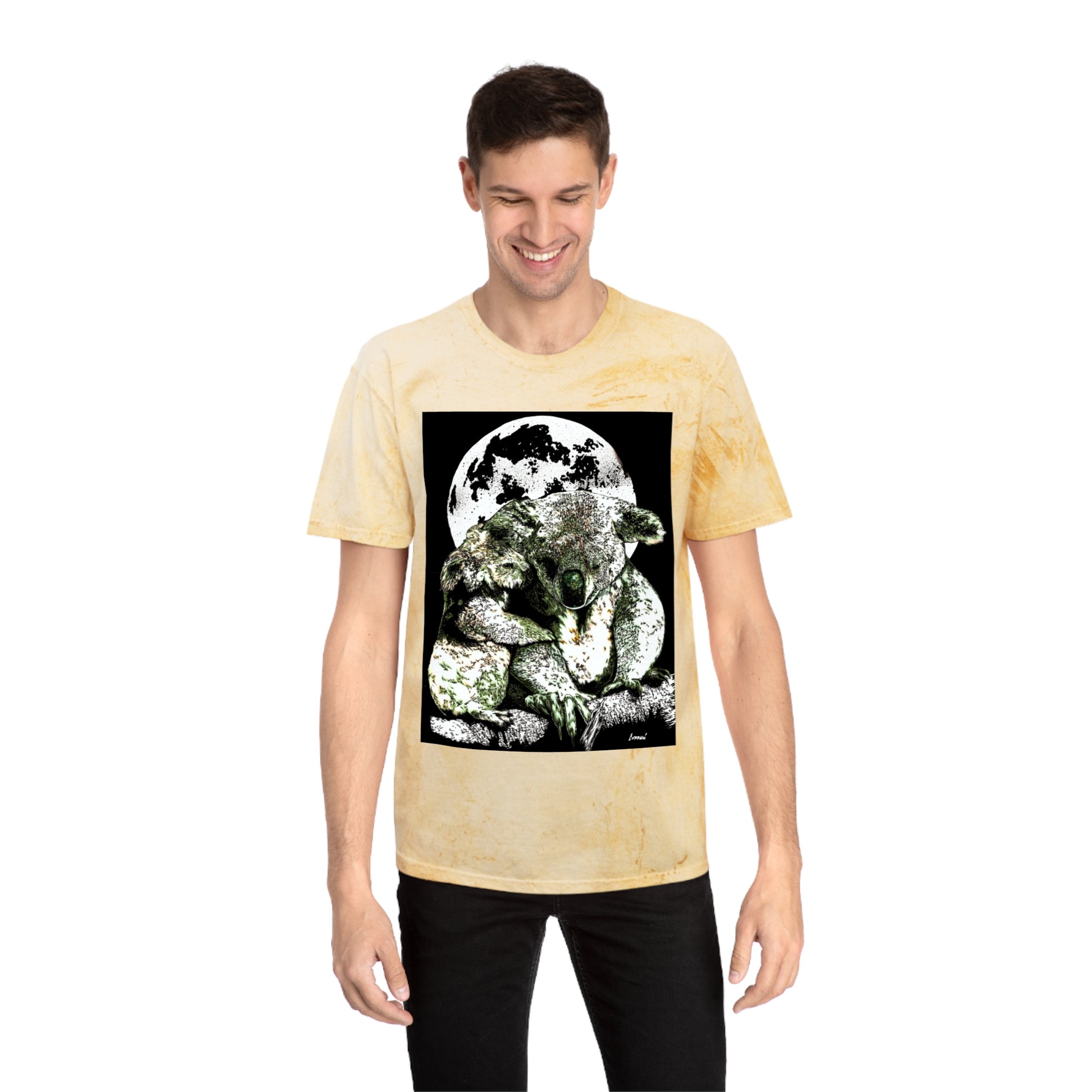 Two Koalas Color Blast T Shirt Original Hand Drawn Art