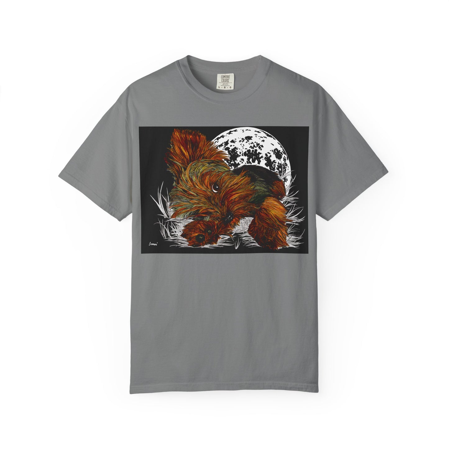 Yorkie Terrier Unisex Garment-Dyed T-Shirt – Original Hand-Drawn Art