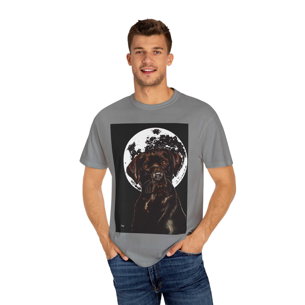 Moonlit Chocolate Lab Unisex Garment-Dyed T-Shirt