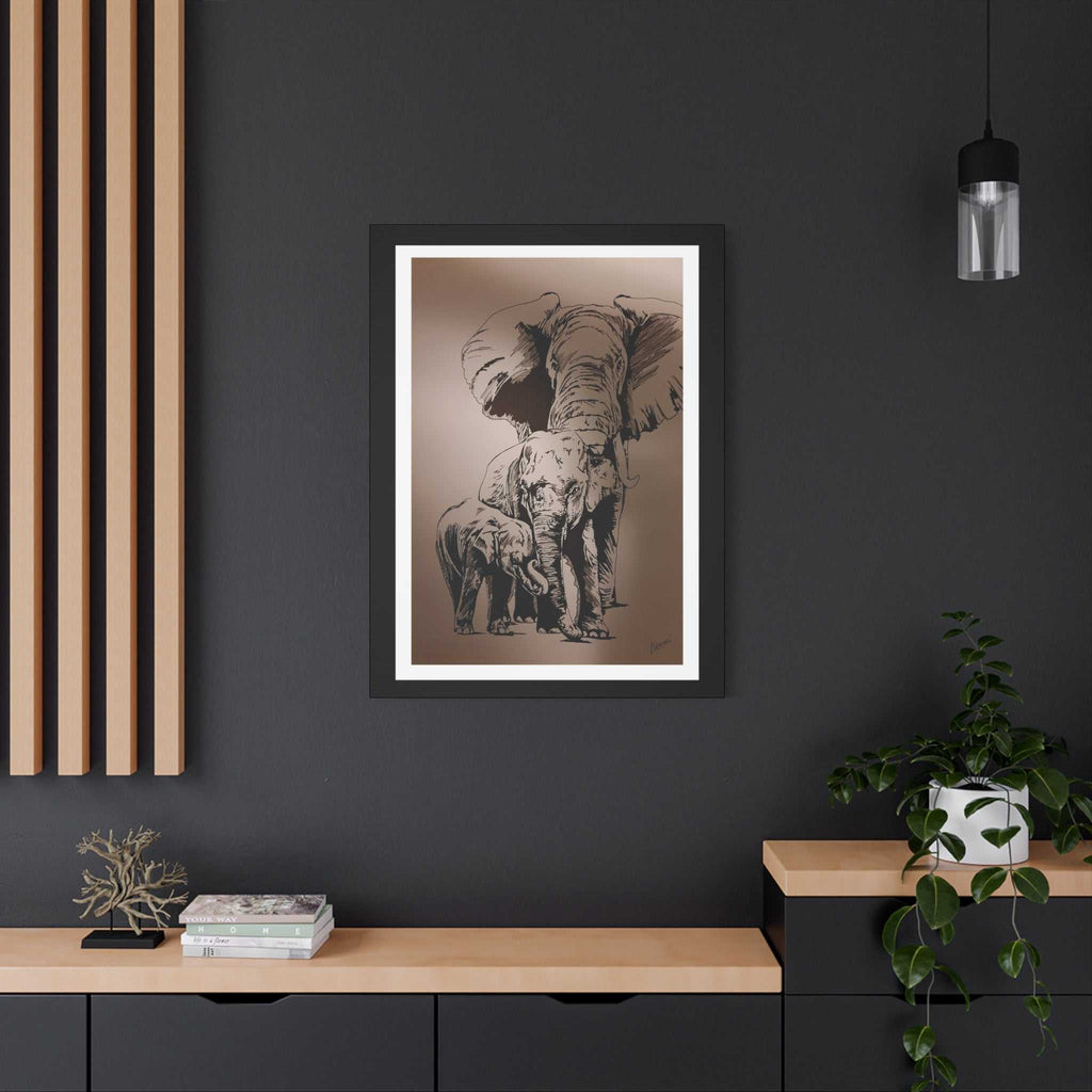 Elephant Family Wall Art, Elephant Print, Wildlife Art, Hand-Drawn Elephant, Safari Wall Decor, Animal Lover Gift, Nature Art. Printed on Matte Canvas,