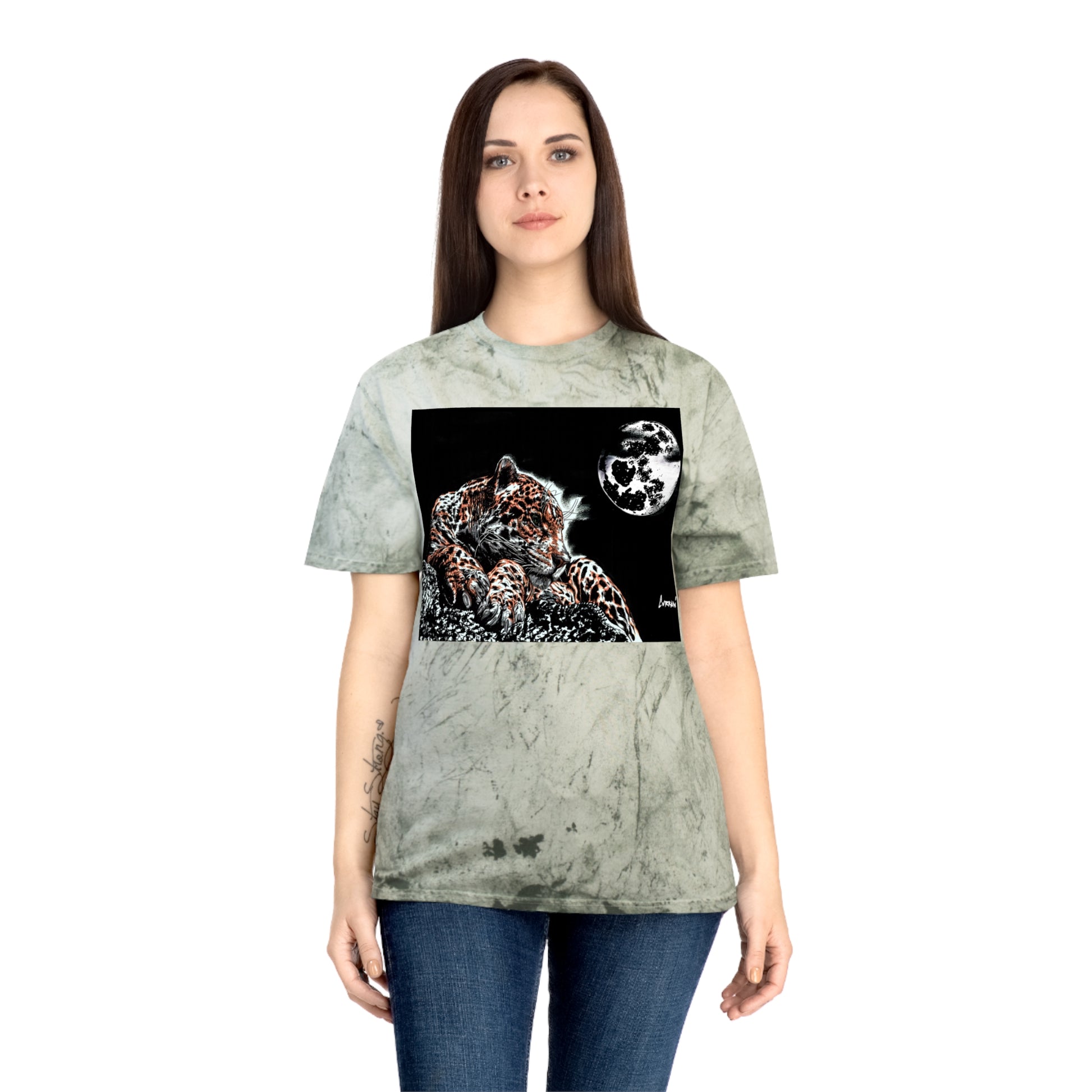 Leopard in the Moonlight T Shirt Original Hand Drawn Art