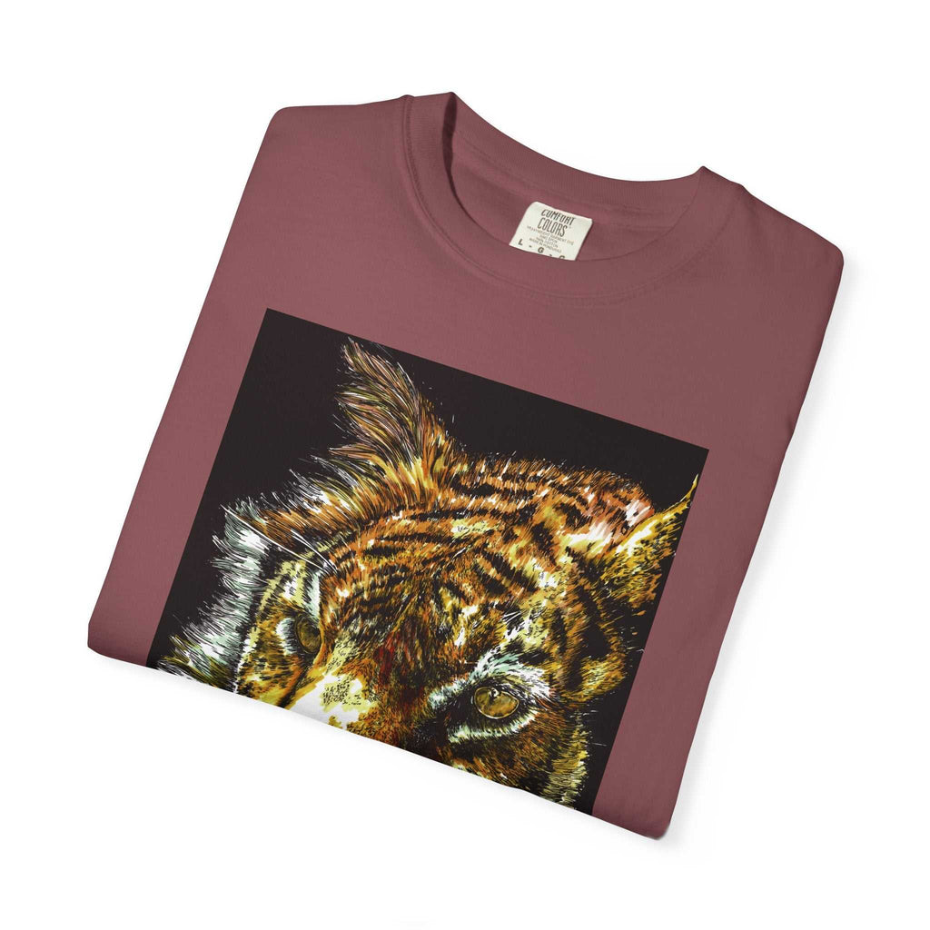 Discover your wild side with our Tiger Art T-Shirt - Vibrant Animal Print - Nature Lover's Apparel featuring the original hand drawn art. Stand out in style!