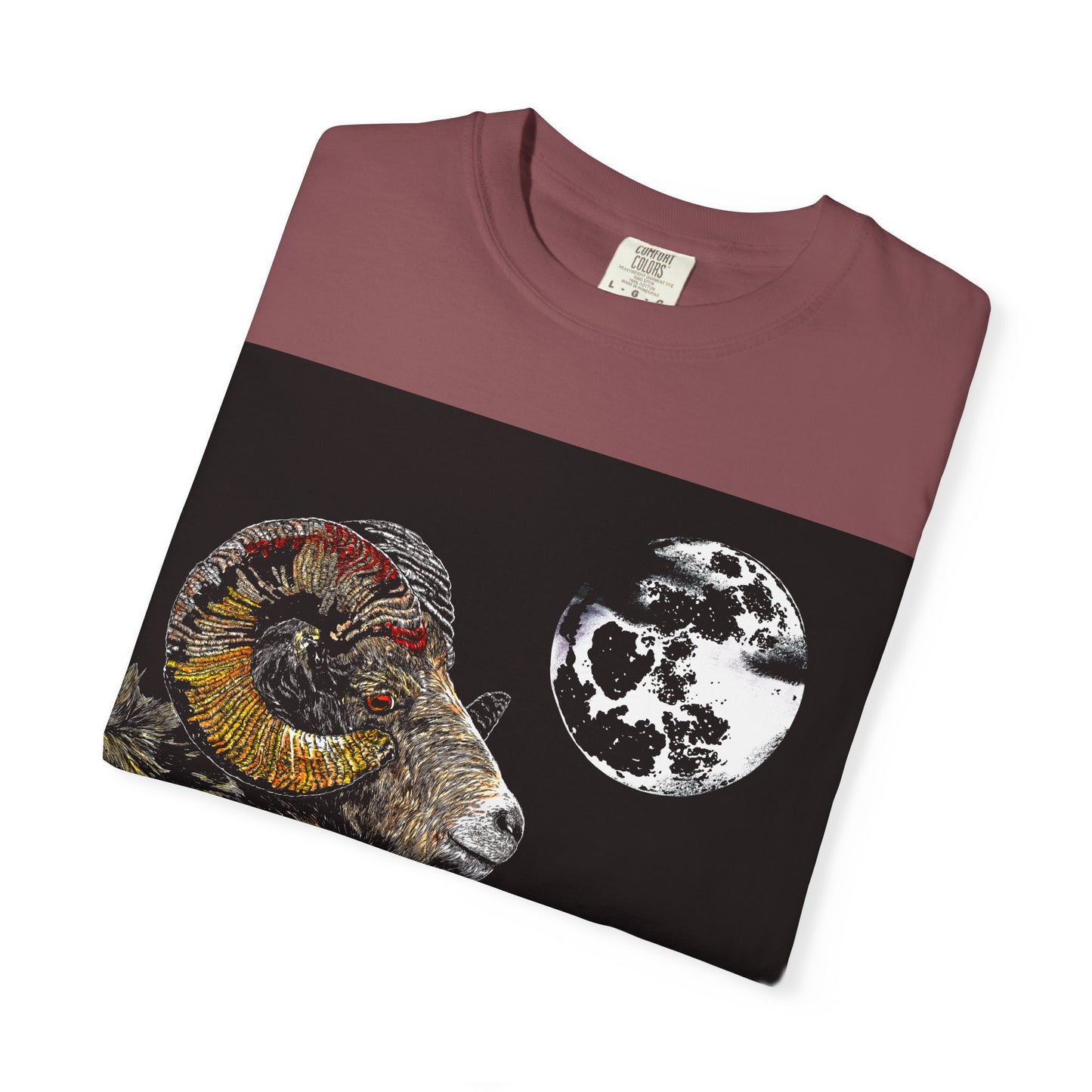 Ram and Moon Graphic Unisex T-Shirt - Nature-Inspired Artwear