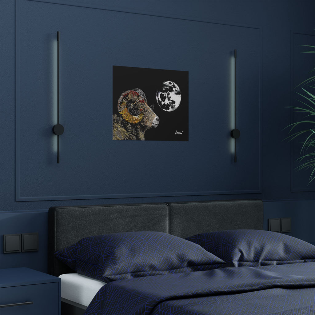 Mountain Ram Satin Poster - 300gsm Art Print for Home Decor