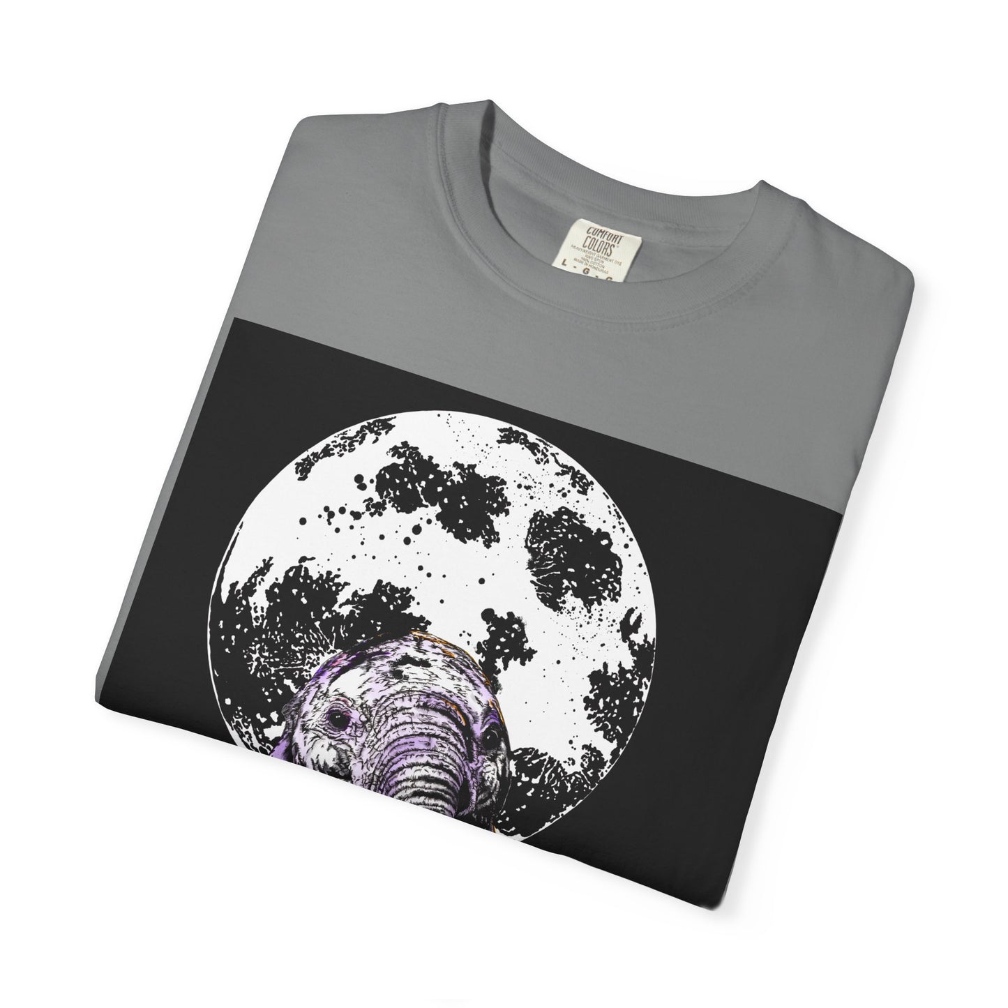 Moonlit Baby Elephant Unisex T-shirt | Eco-Friendly Garment-Dyed Tee