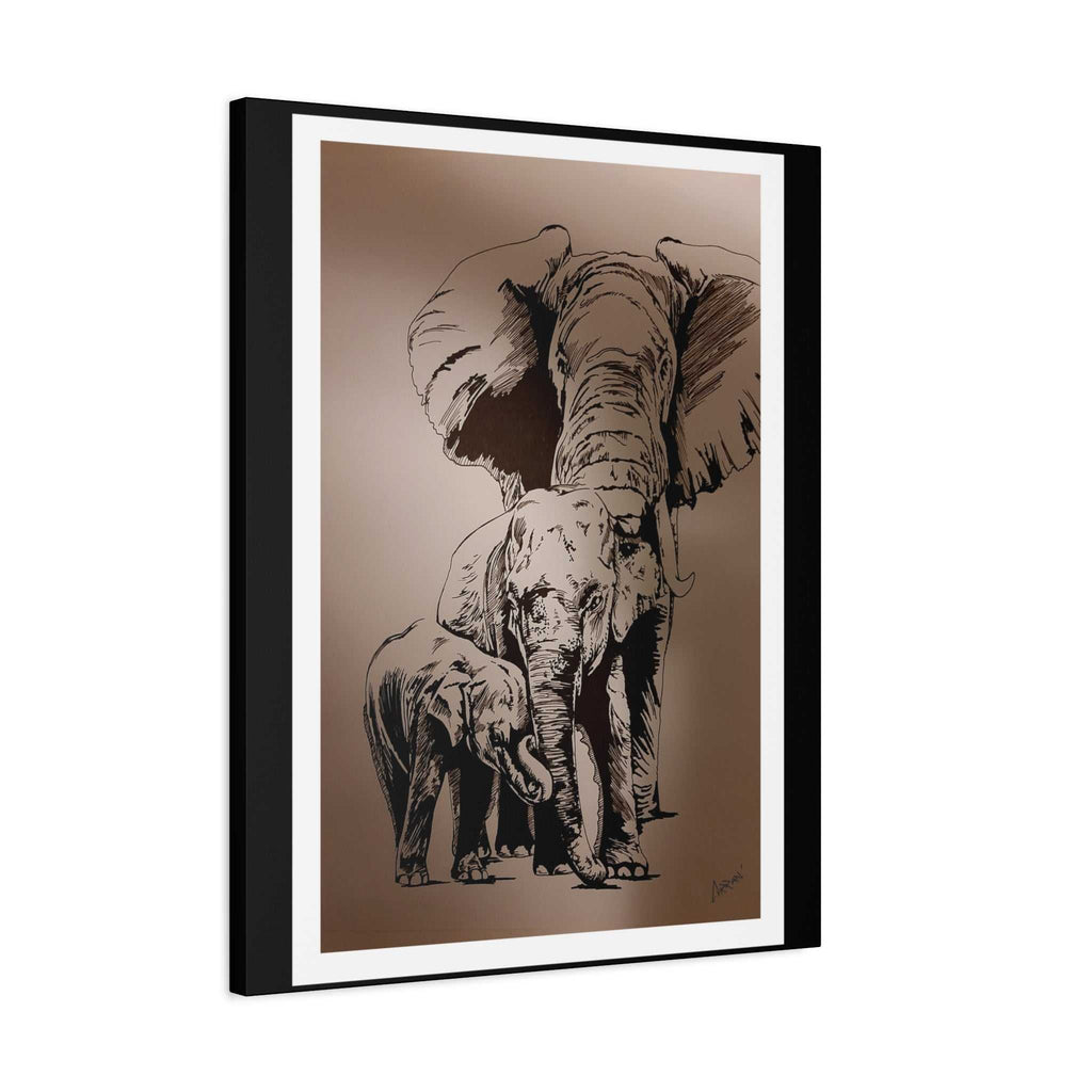 Elephant Family Wall Art, Elephant Print, Wildlife Art, Hand-Drawn Elephant, Safari Wall Decor, Animal Lover Gift, Nature Art. Printed on Matte Canvas,