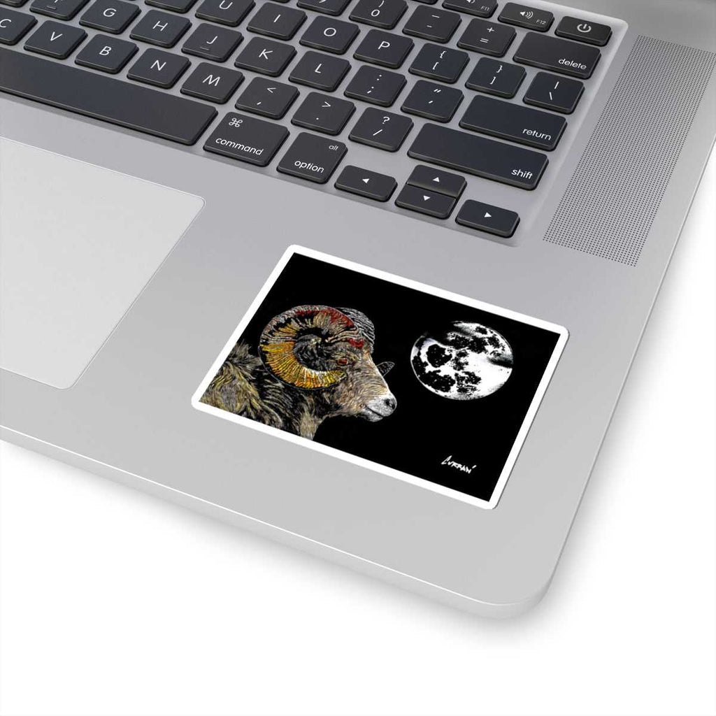 Moonlit Ram Kiss-Cut Sticker - Laptop & Decor