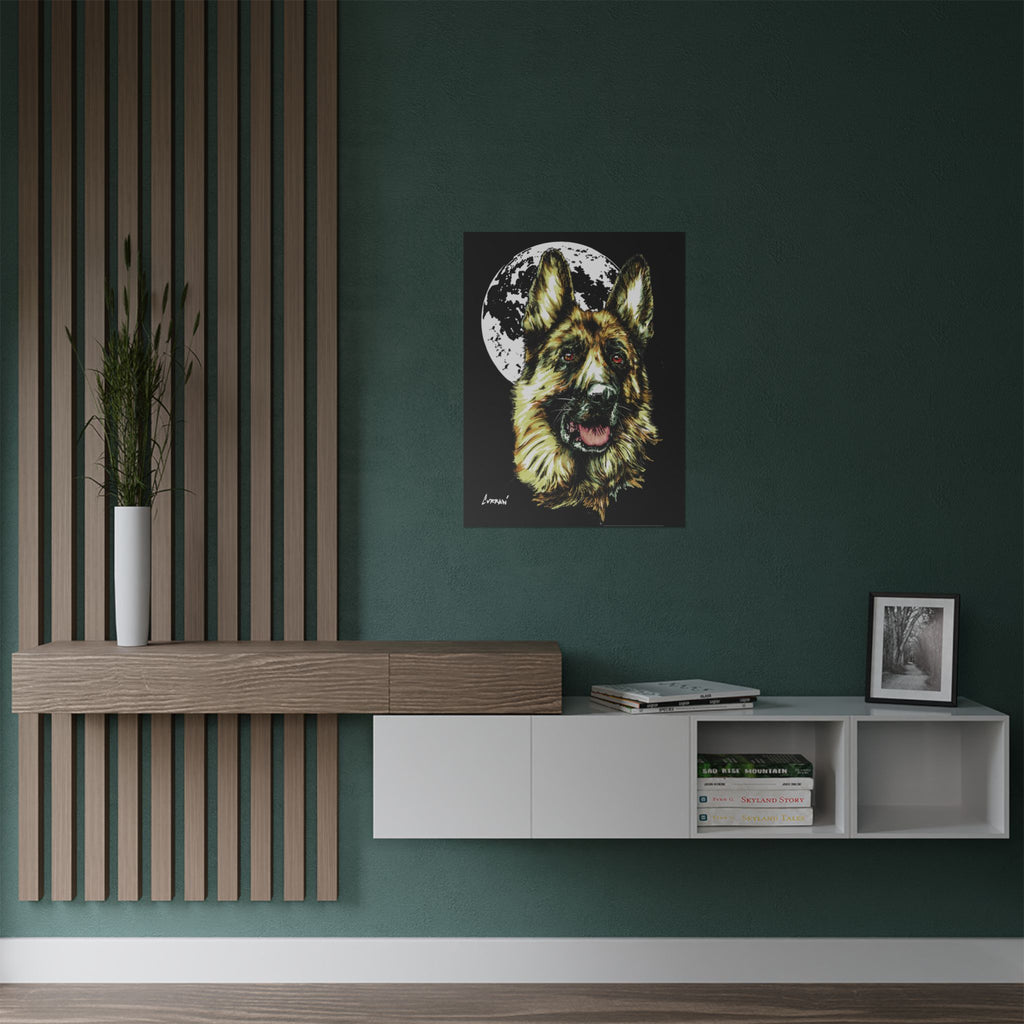 German Shepherd Moon Satin Poster - 300gsm Art Print